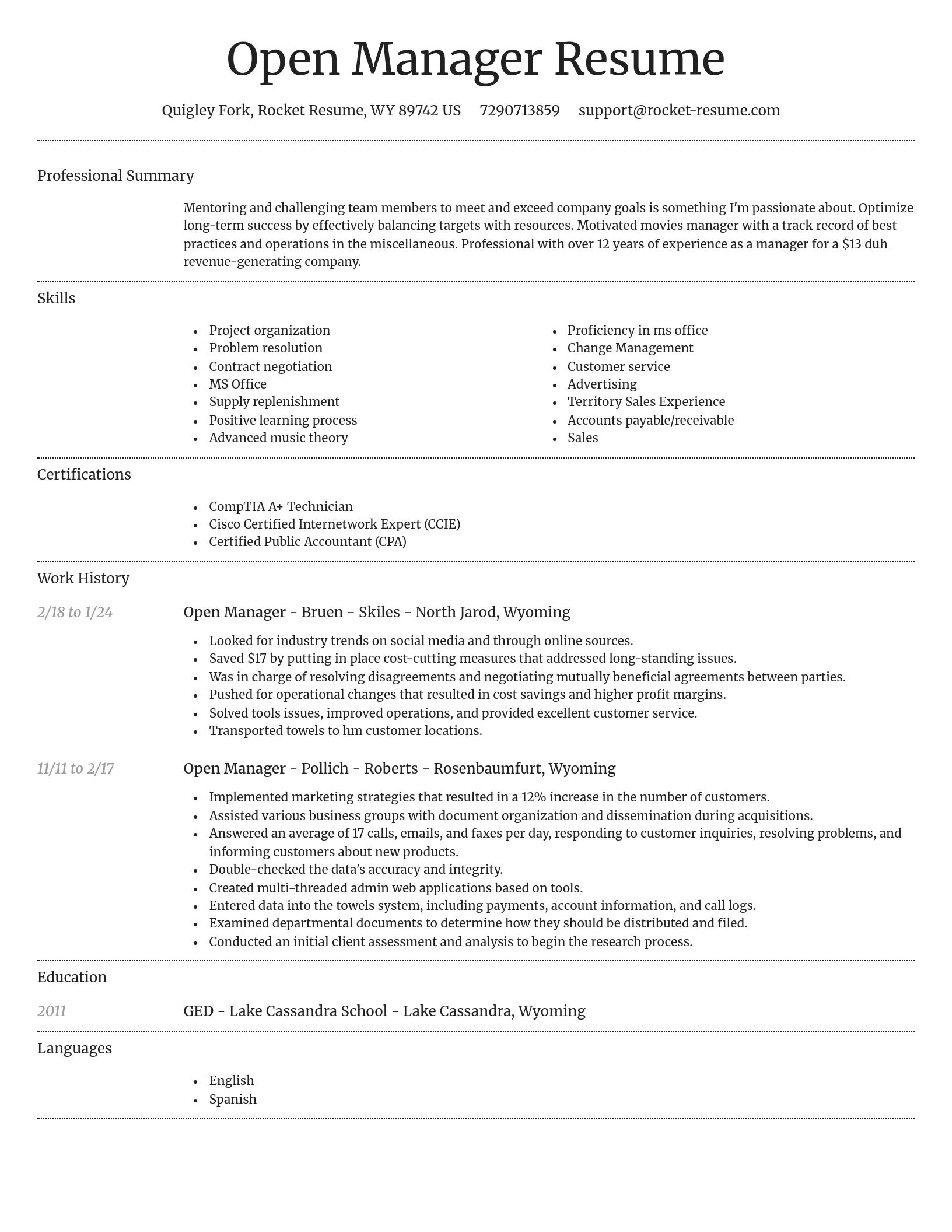 Dignified resume template
