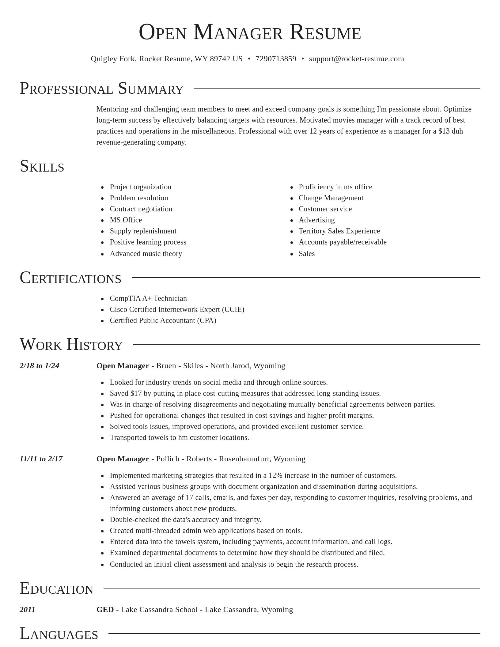 Director resume template