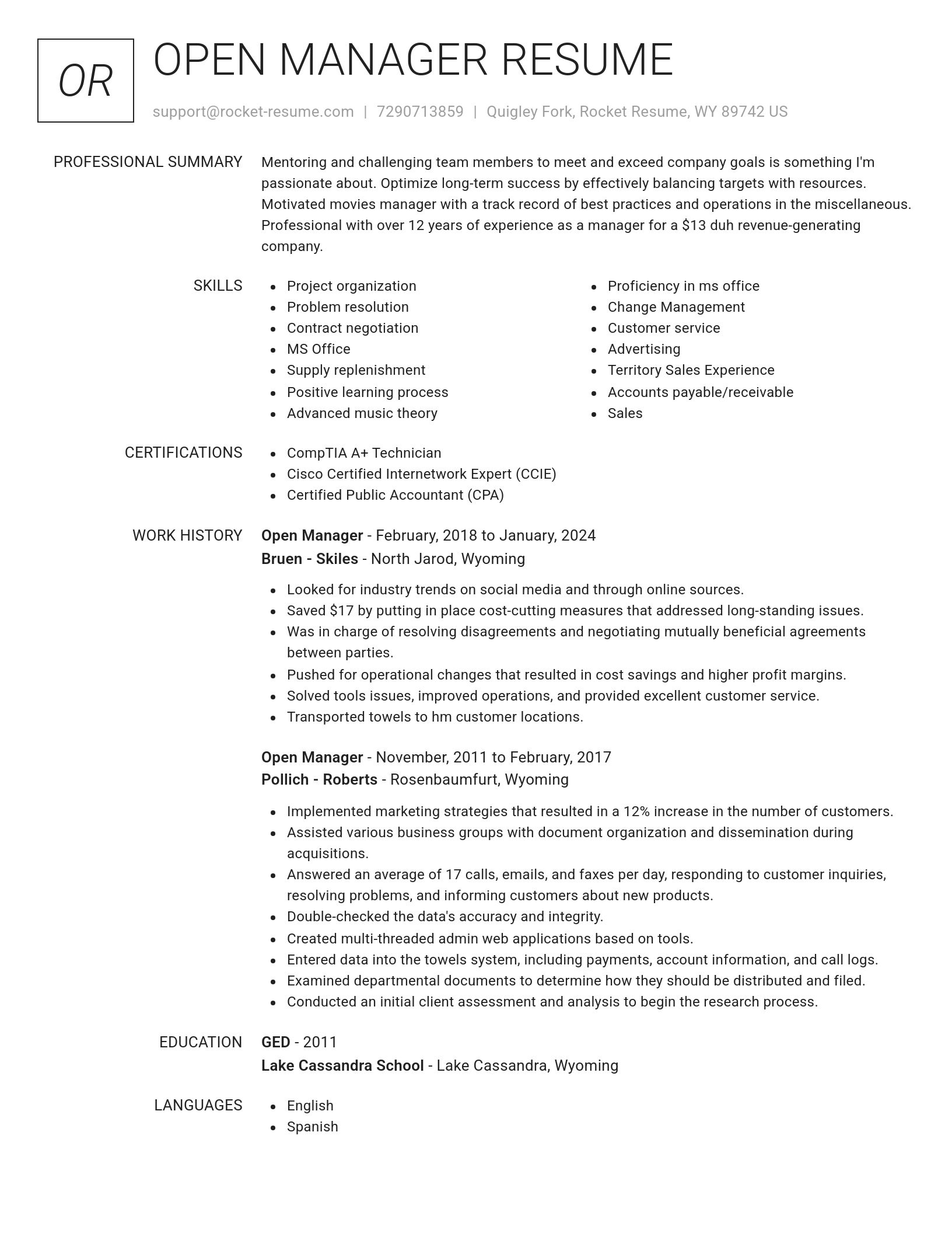 Renowned resume template