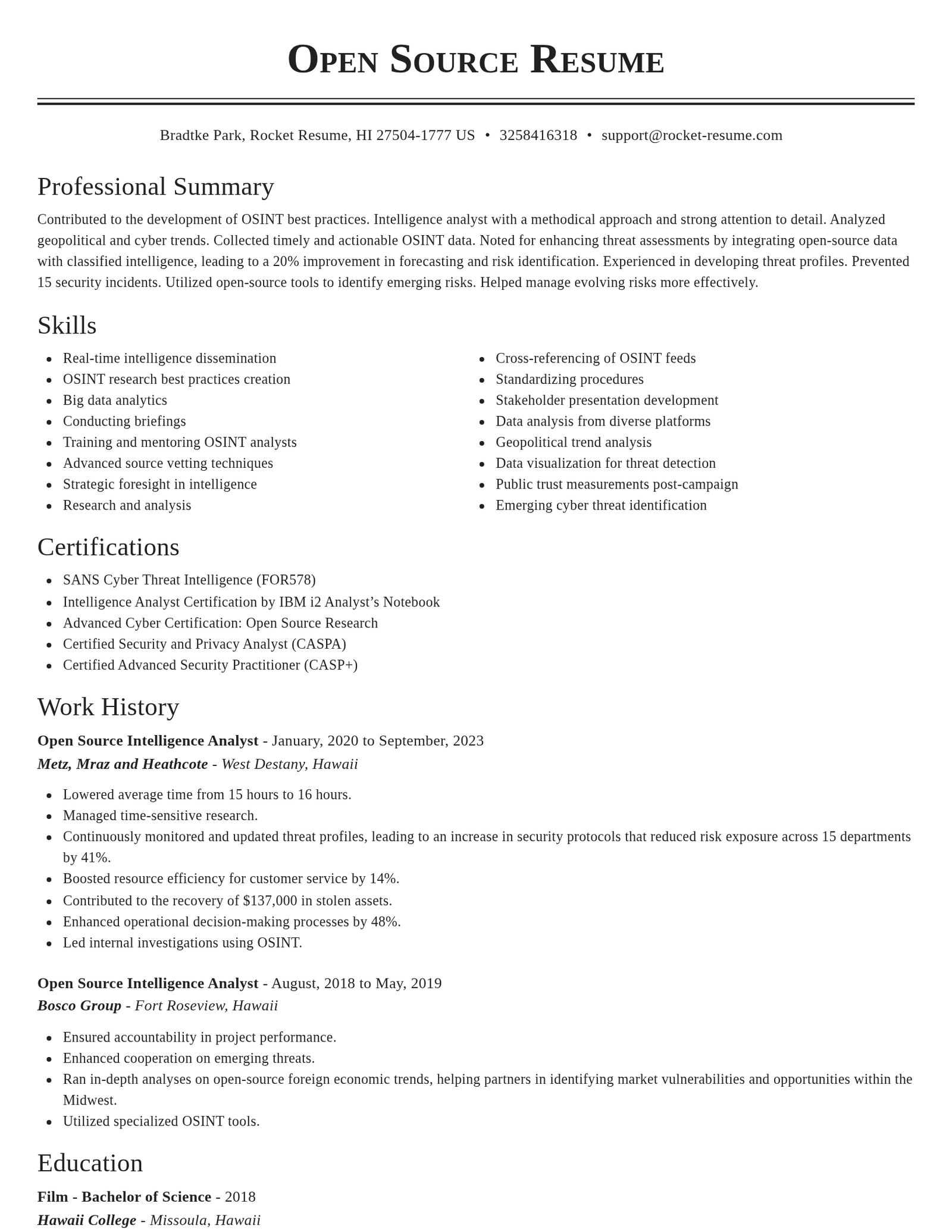 Classic resume template