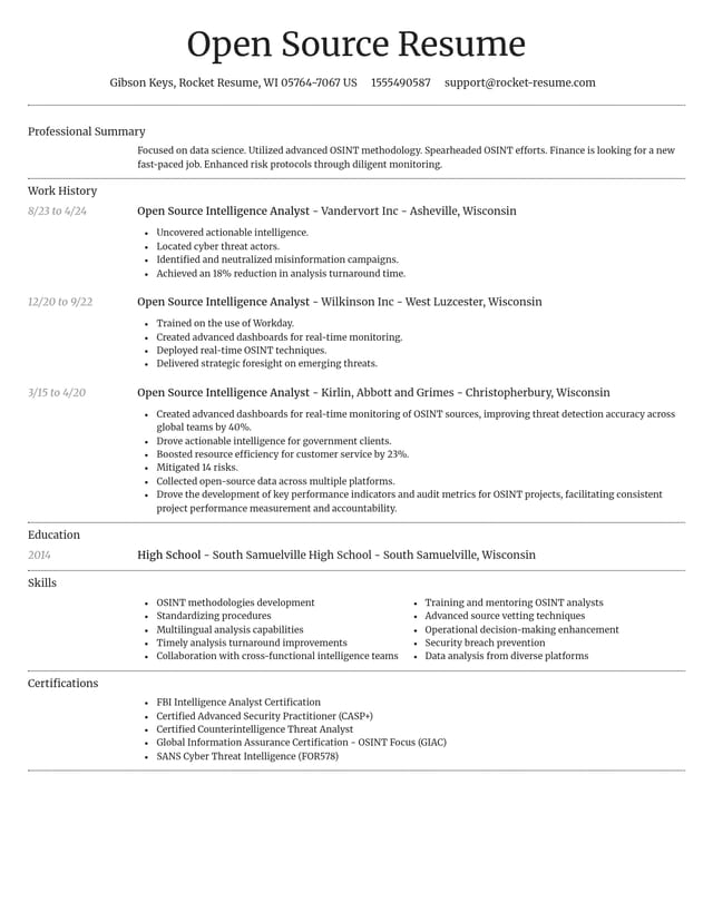 Dignified resume template