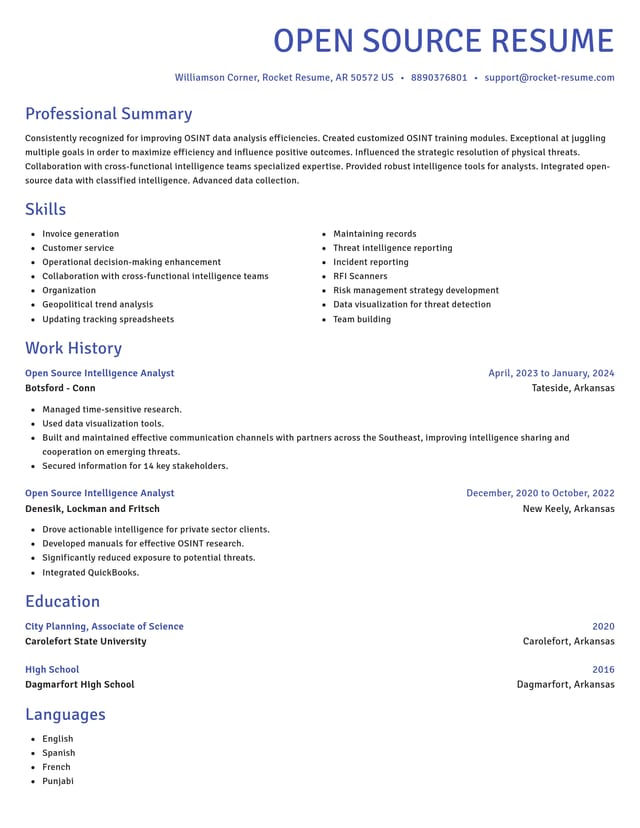 Novel resume template