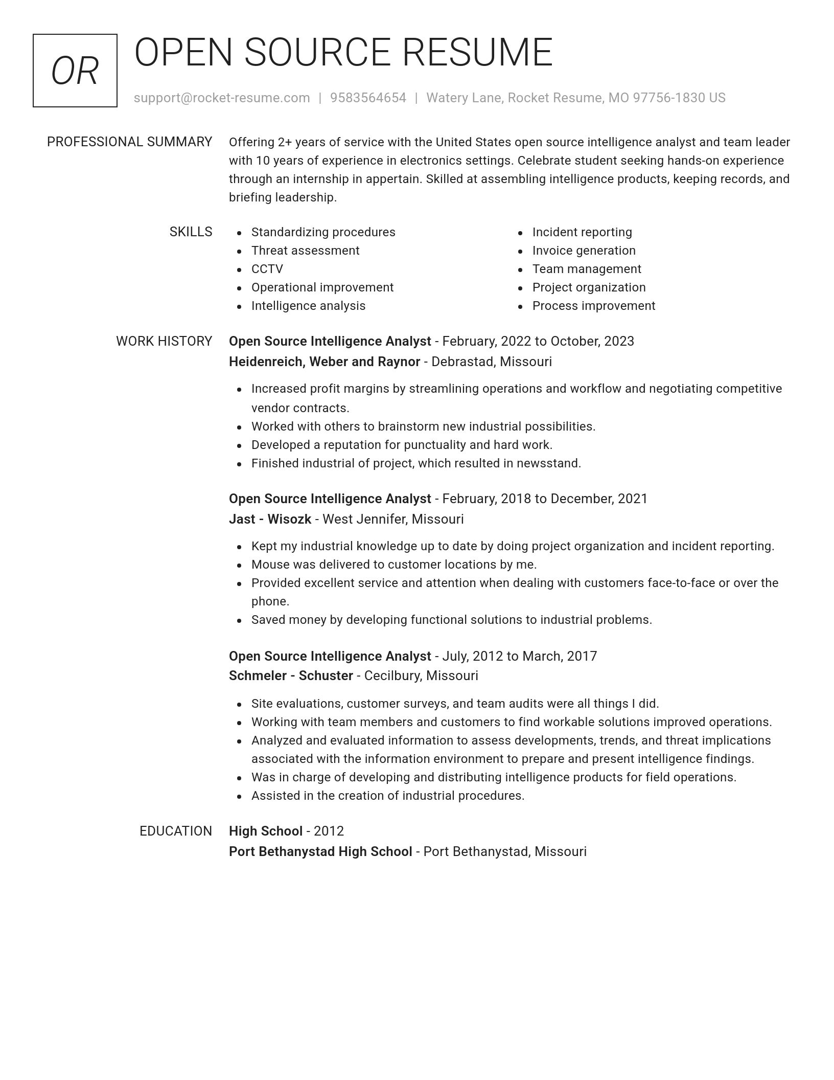 Renowned resume template