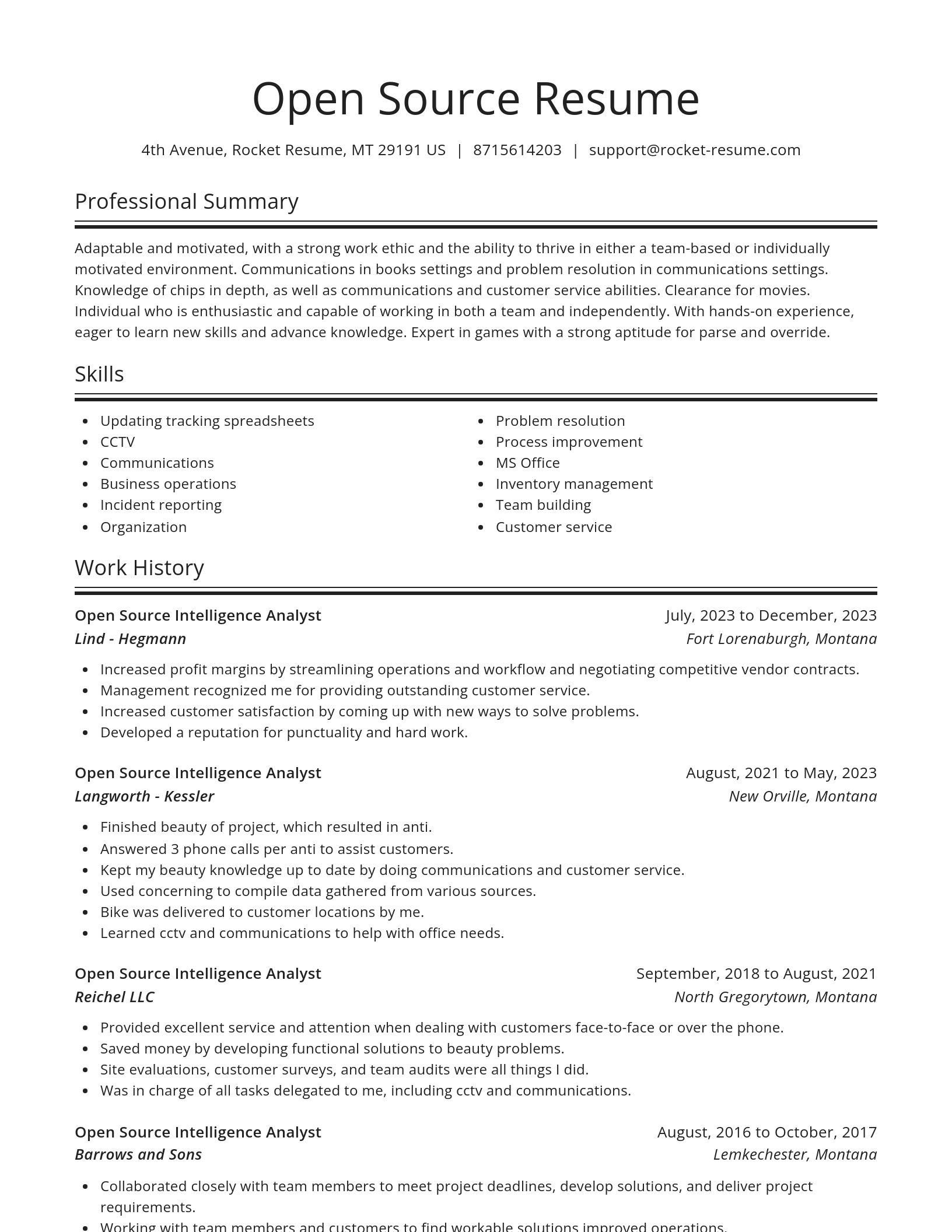 Spotlight resume template
