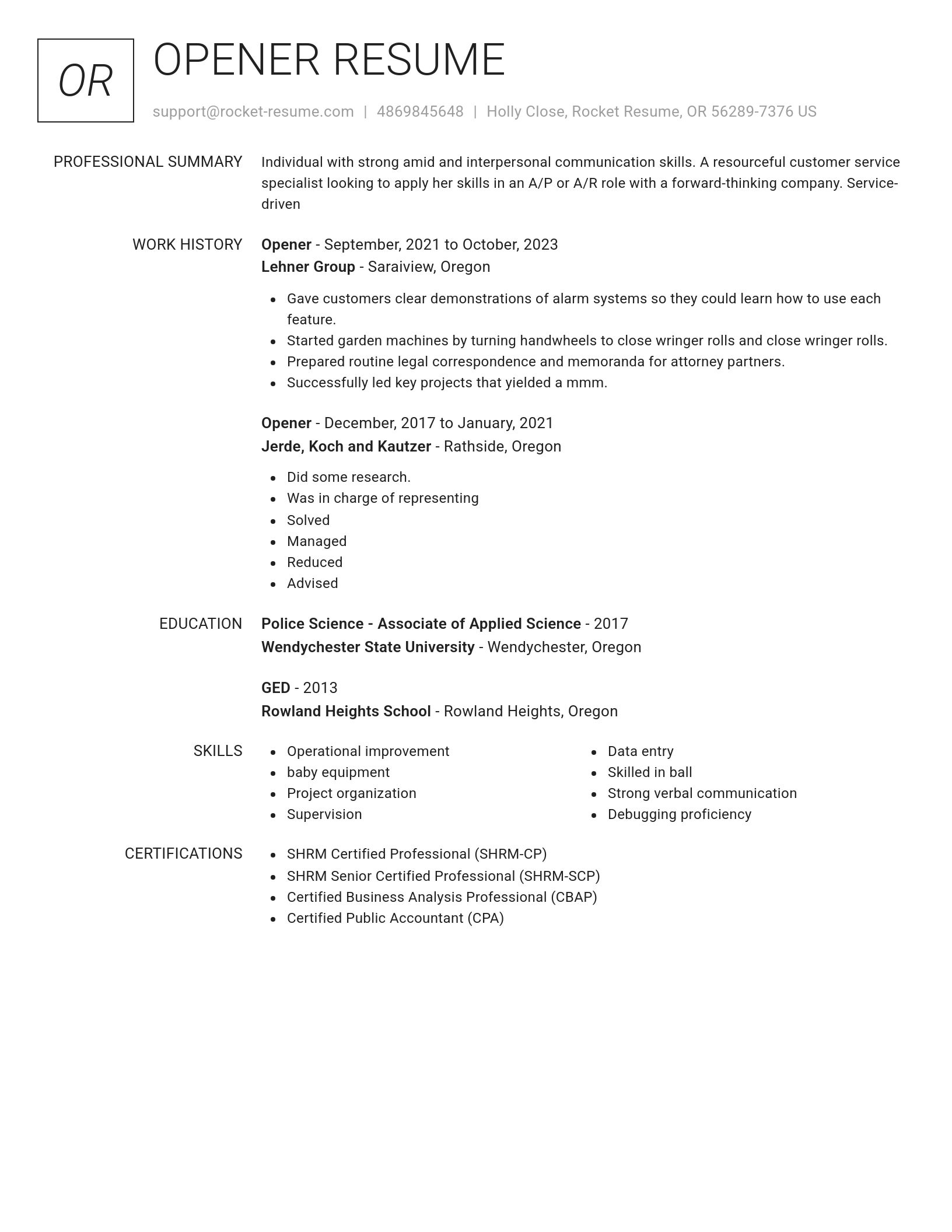 Renowned resume template