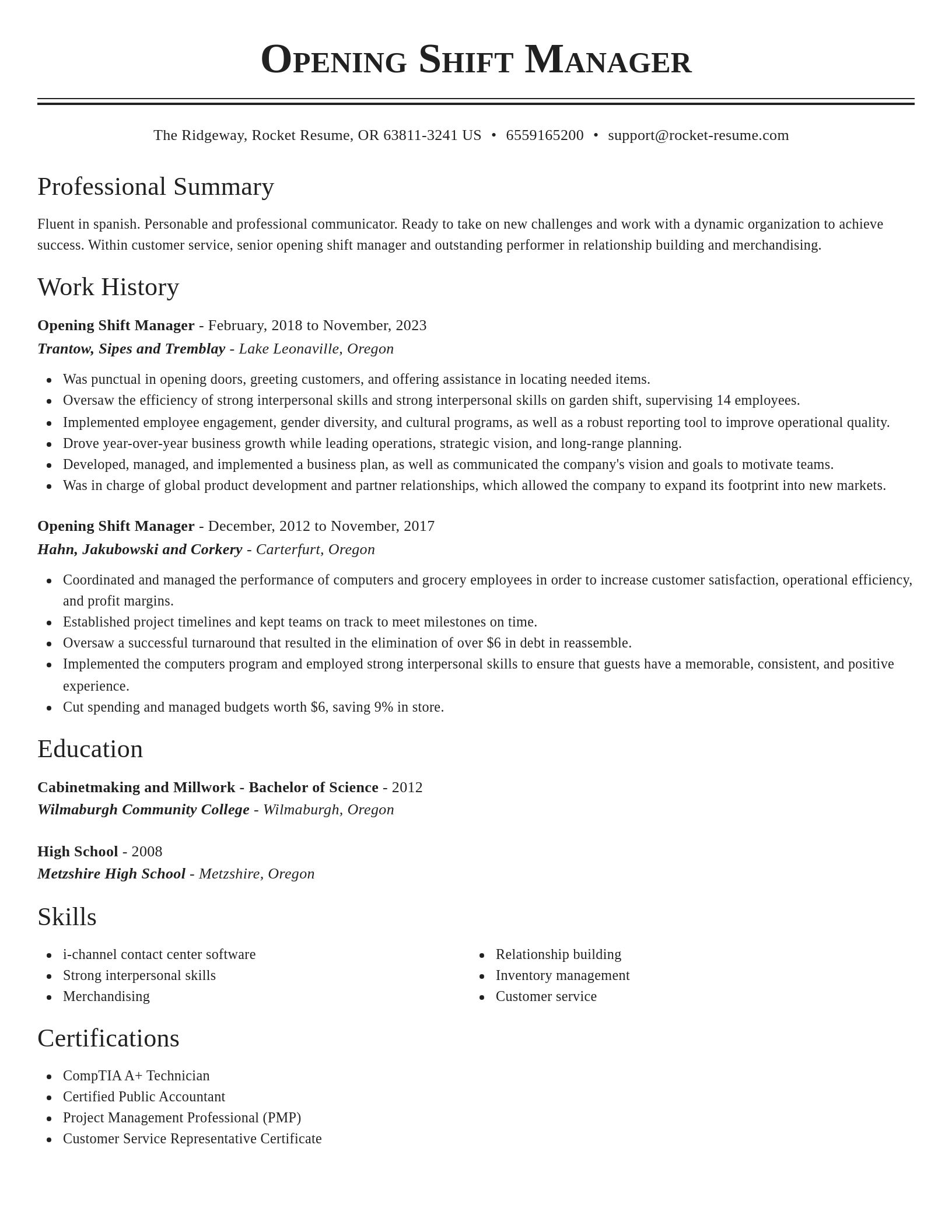 Classic resume template