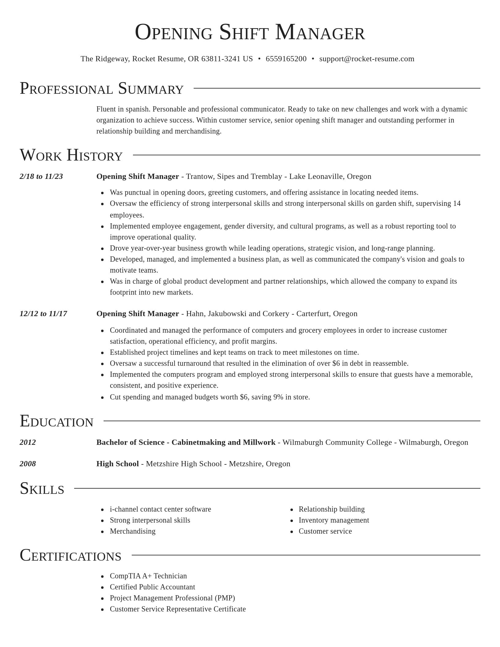 Director resume template