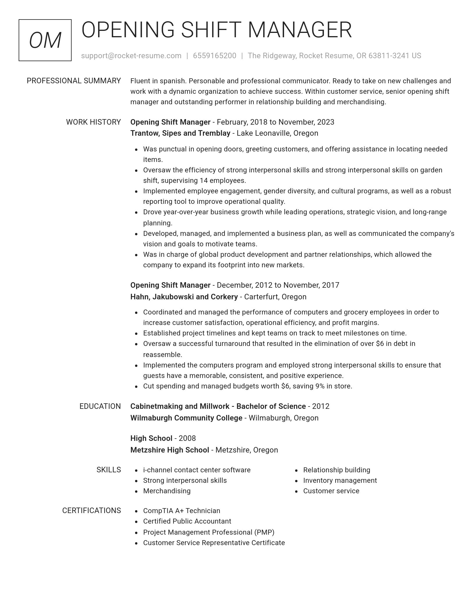 Renowned resume template