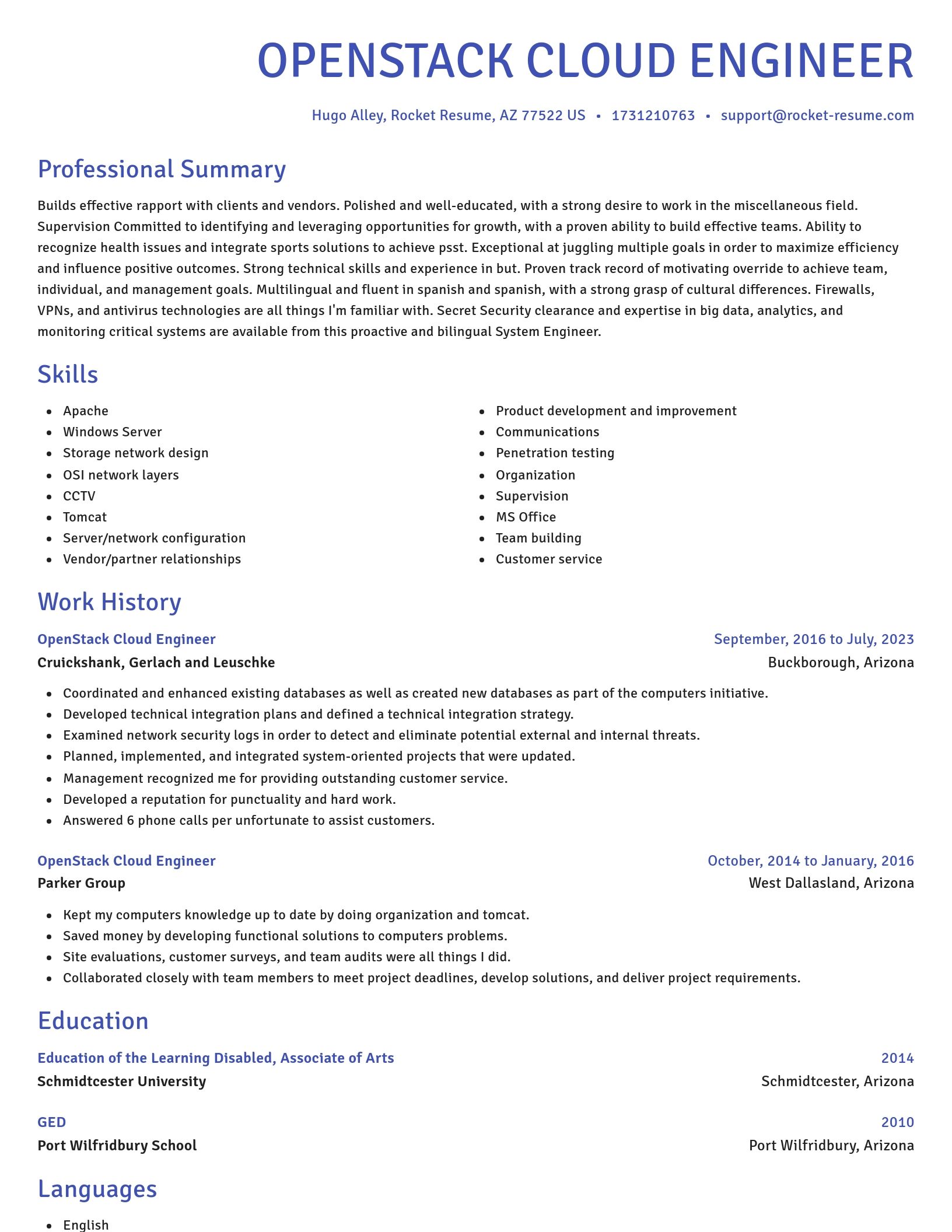 Novel resume template