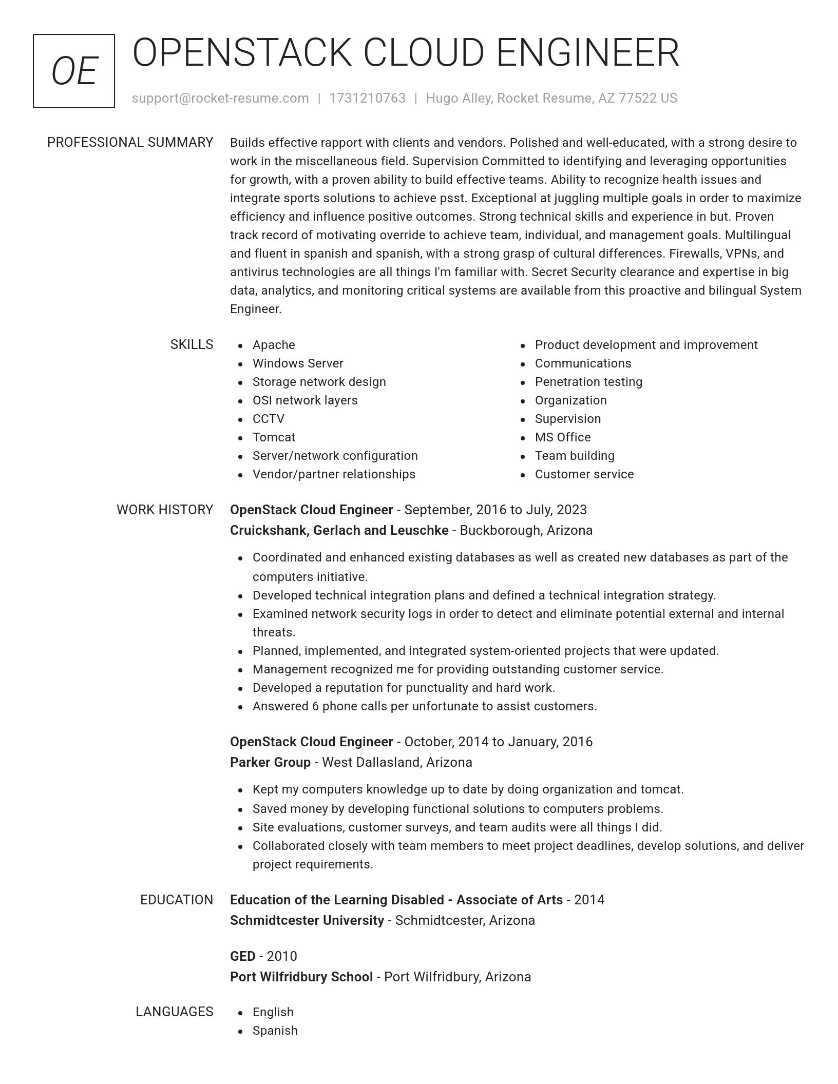 Renowned resume template