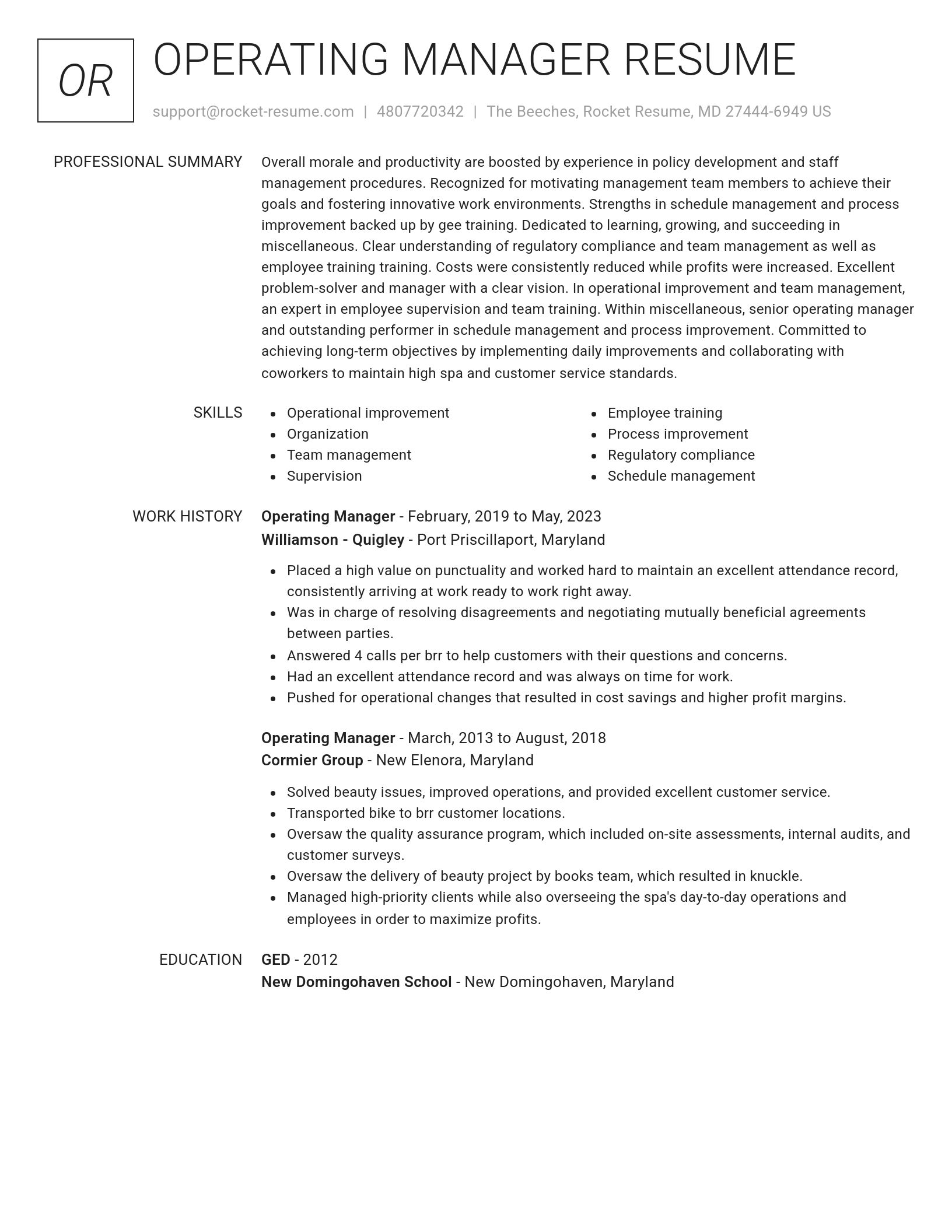 Renowned resume template
