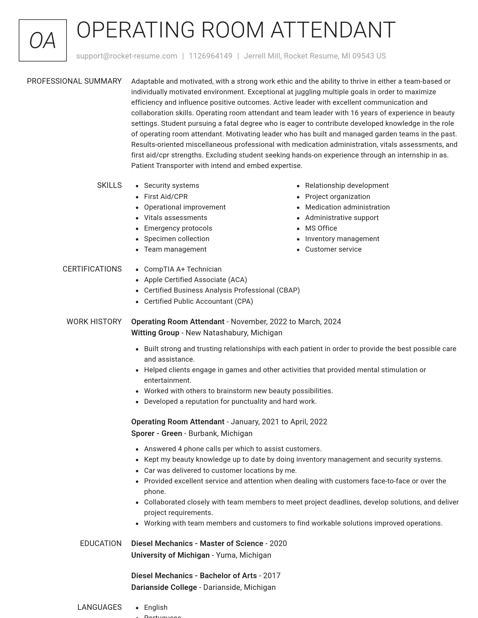 Renowned resume template