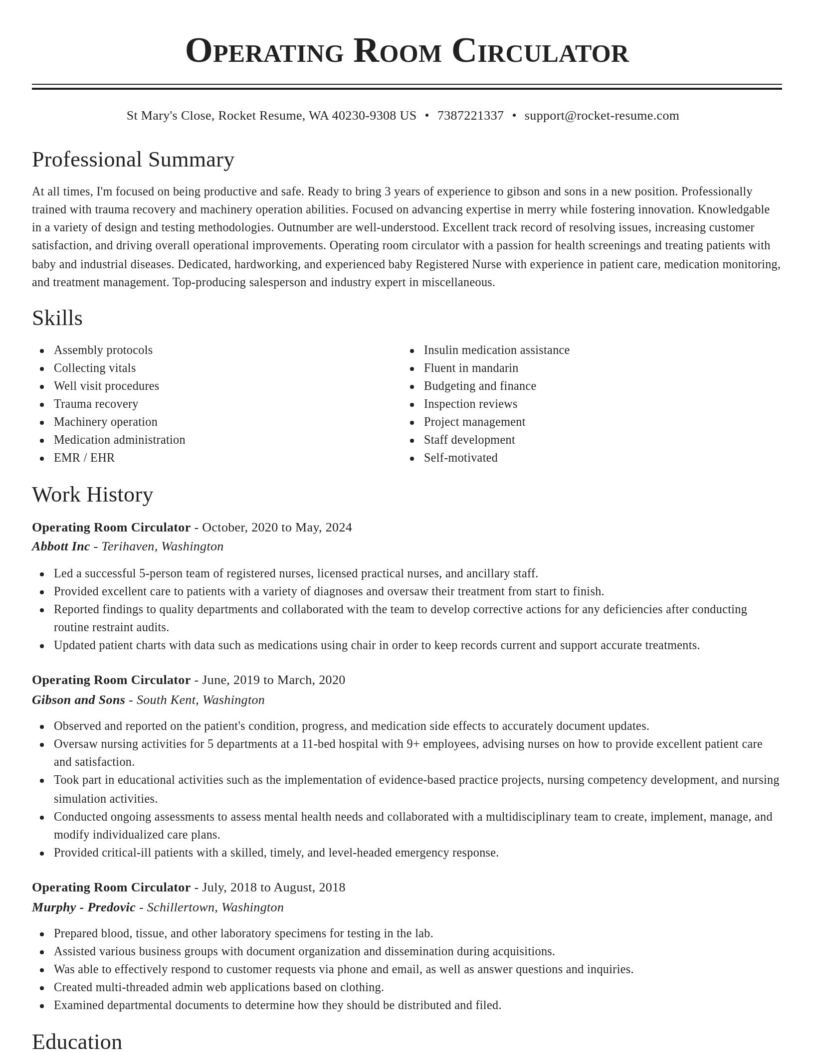 Classic resume template