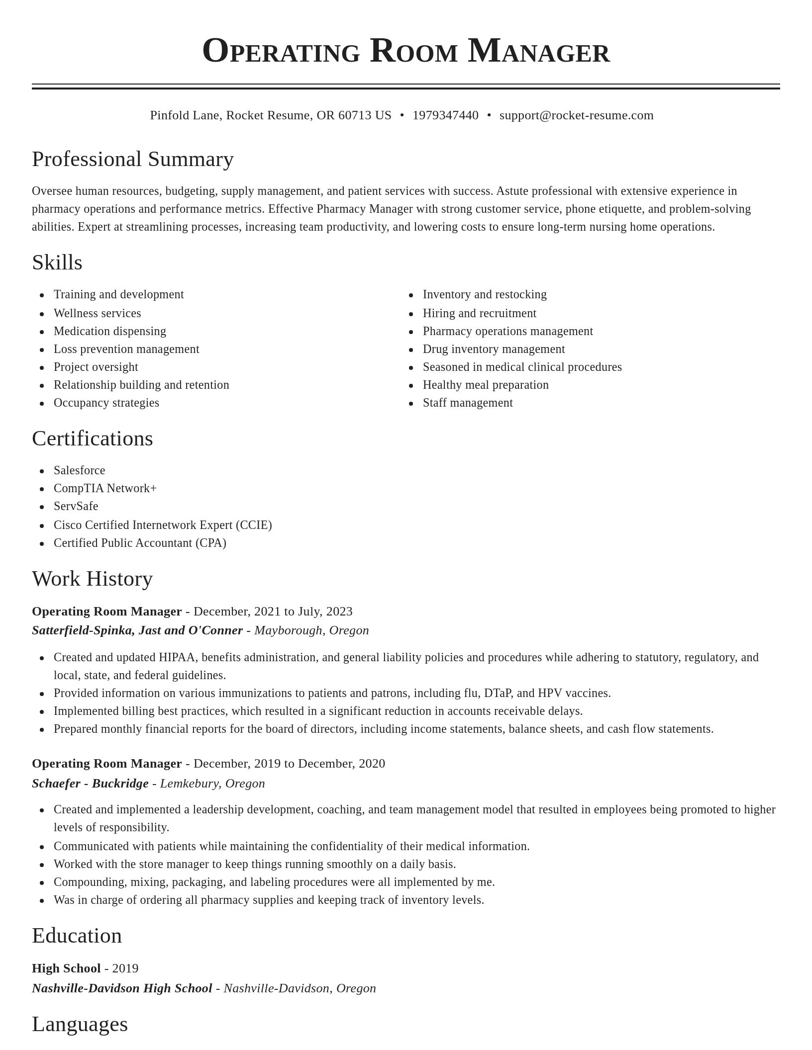 Classic resume template