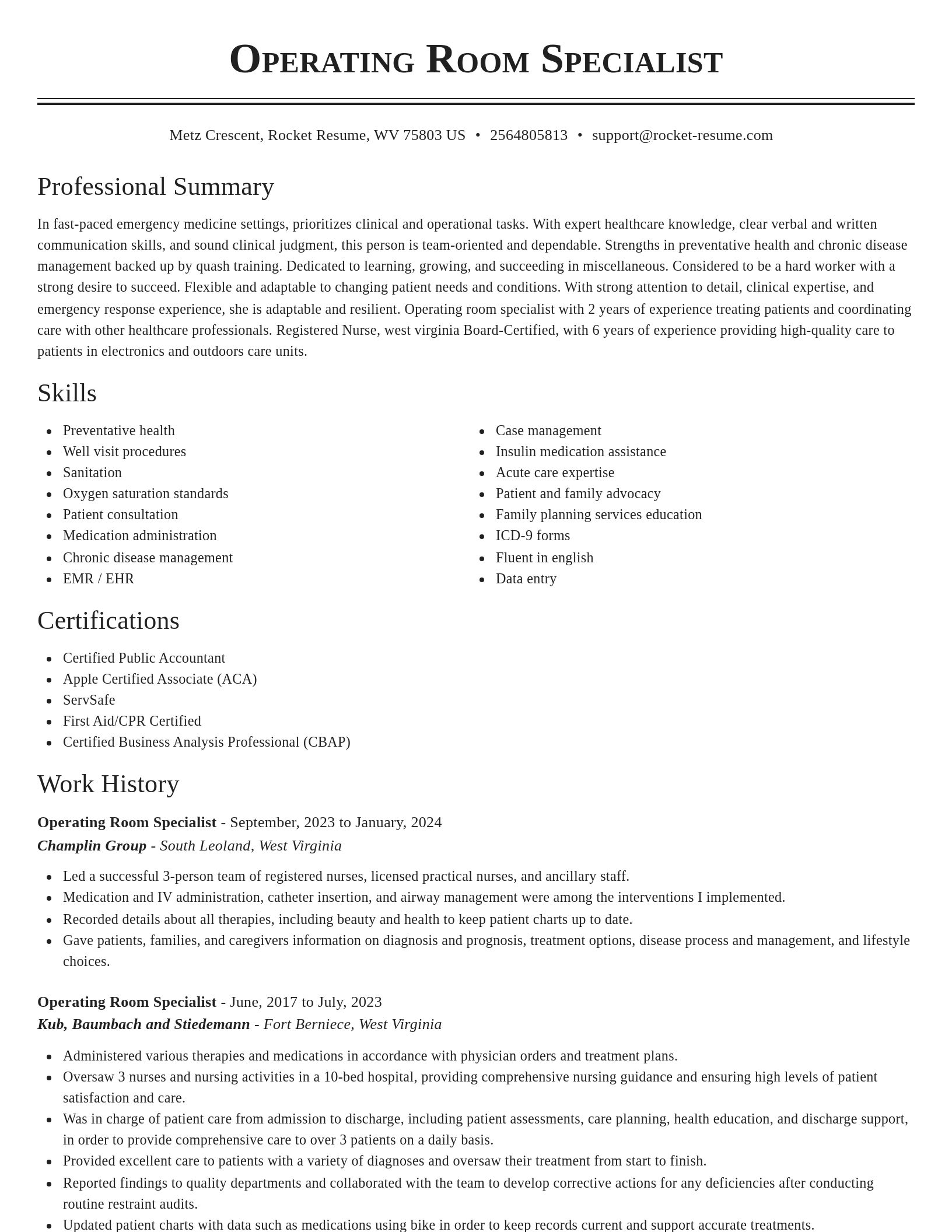 Classic resume template