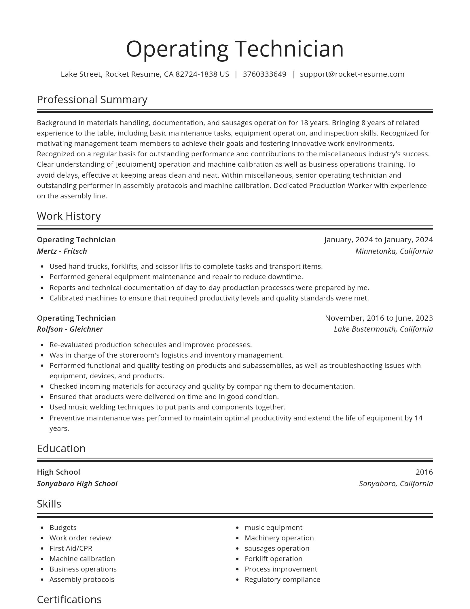 Spotlight resume template