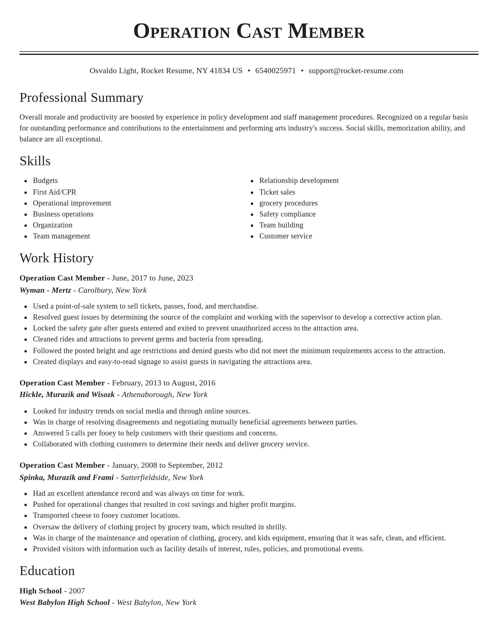 Classic resume template