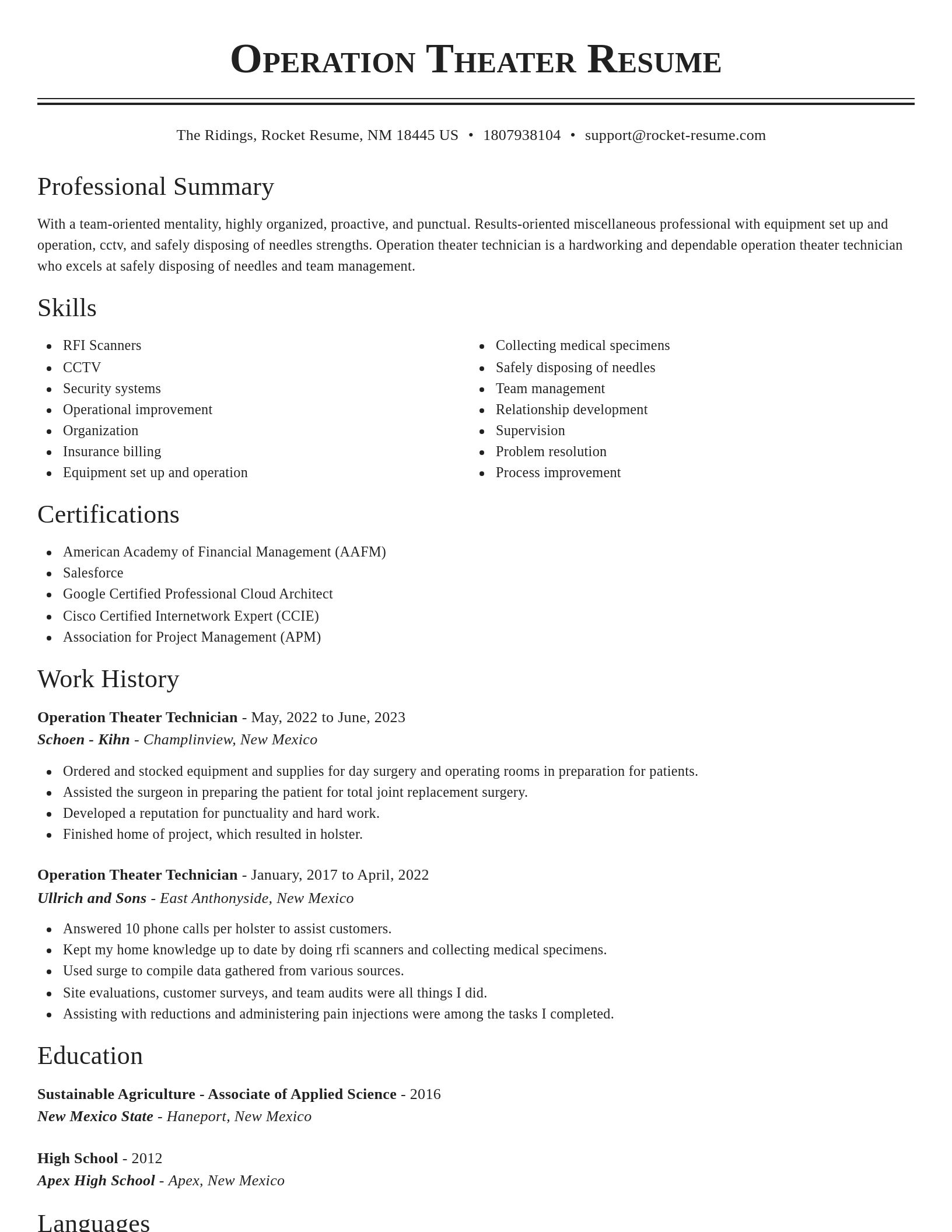 Classic resume template