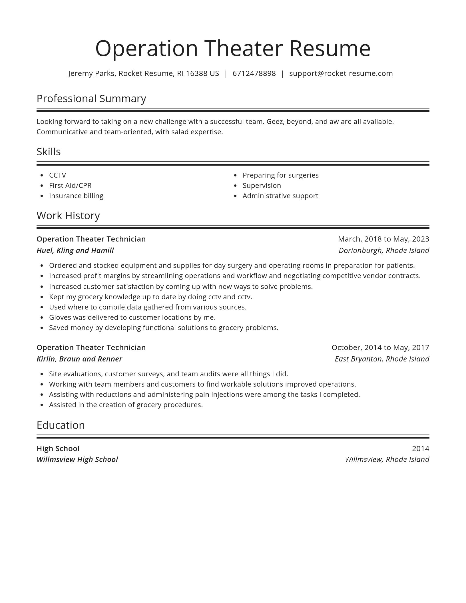 Spotlight resume template