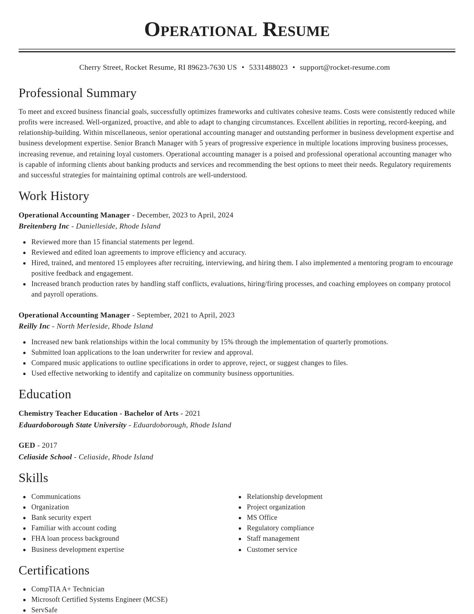 Classic resume template