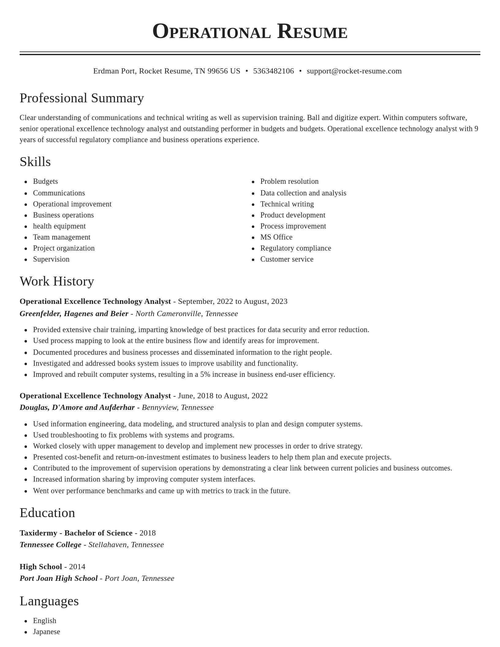 Classic resume template