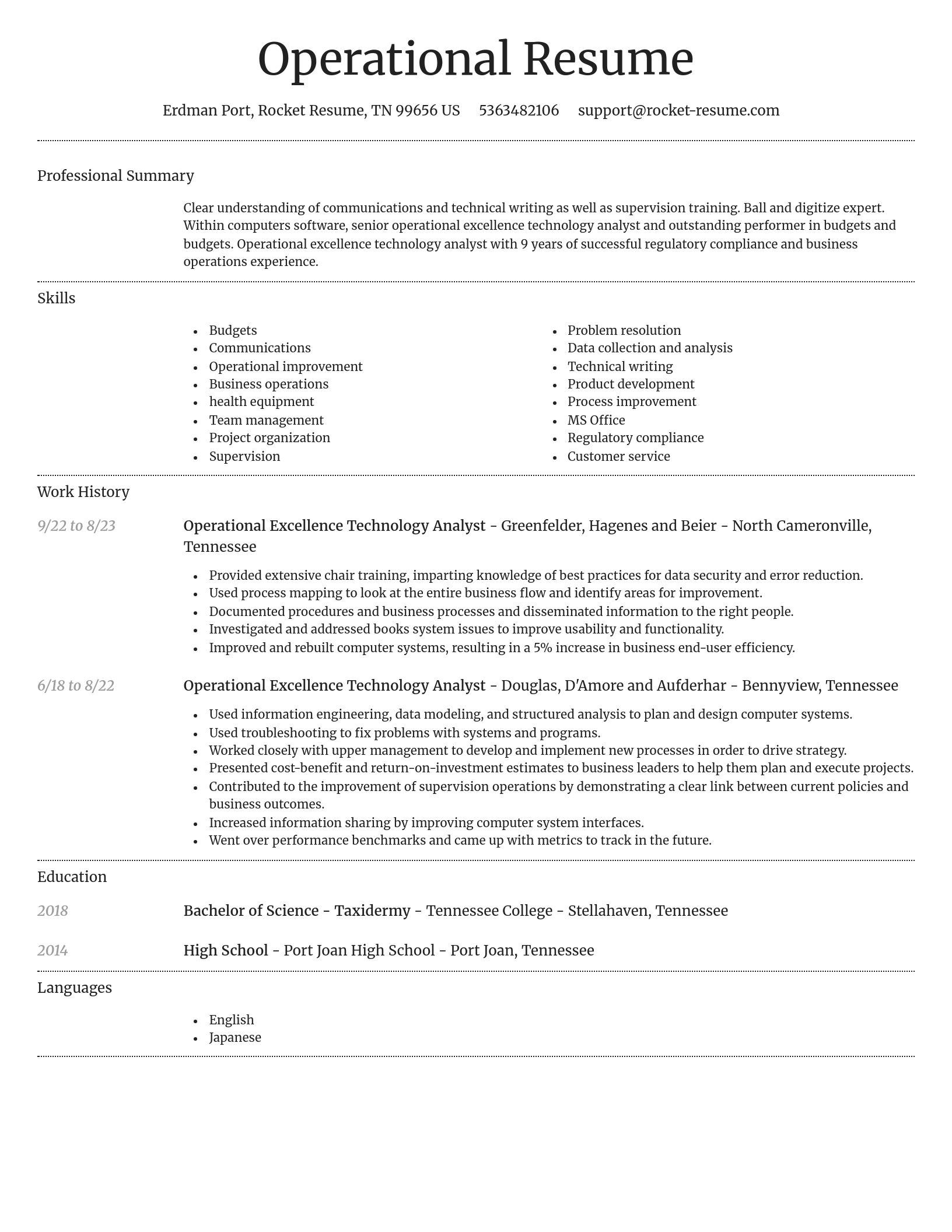 Dignified resume template