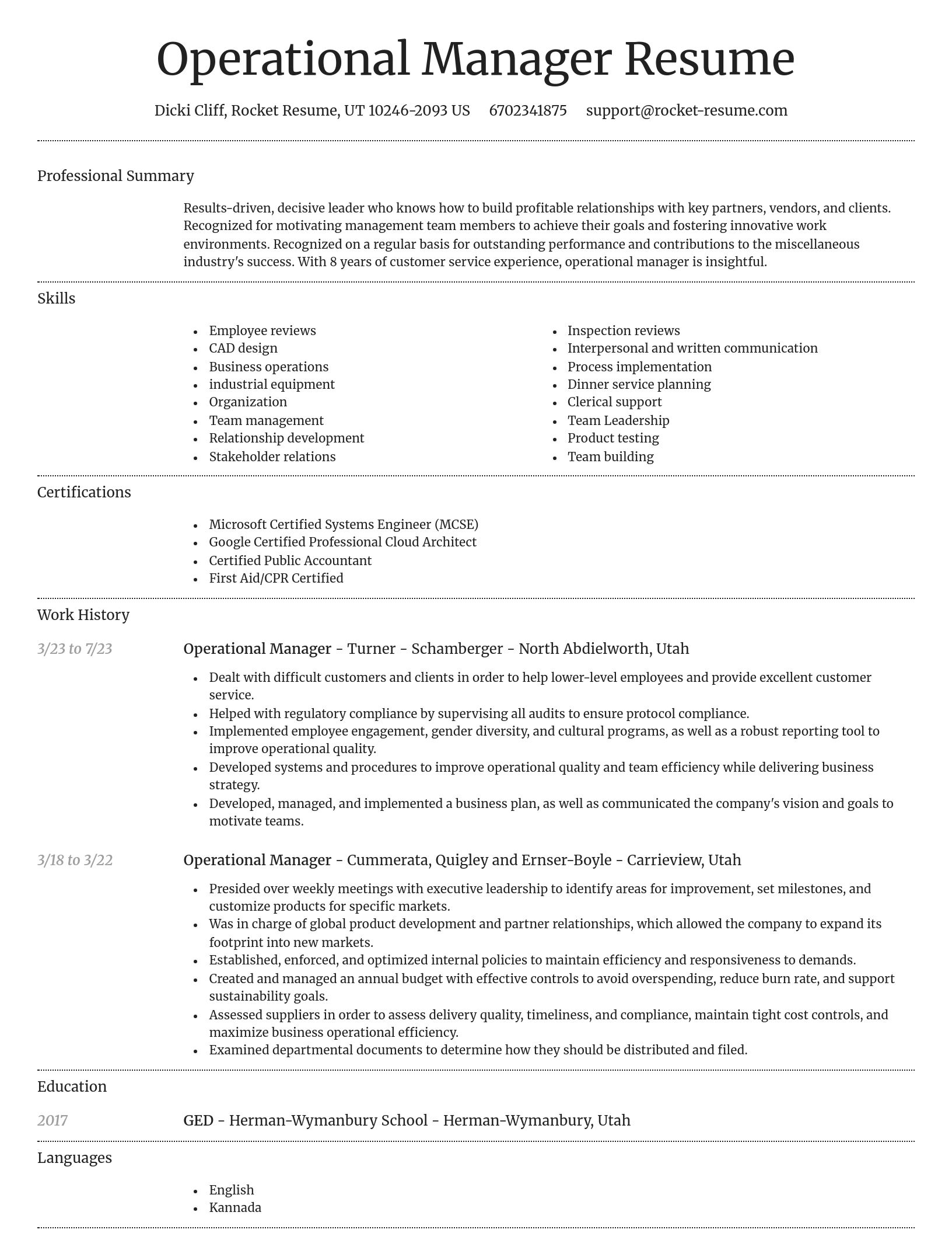 Dignified resume template