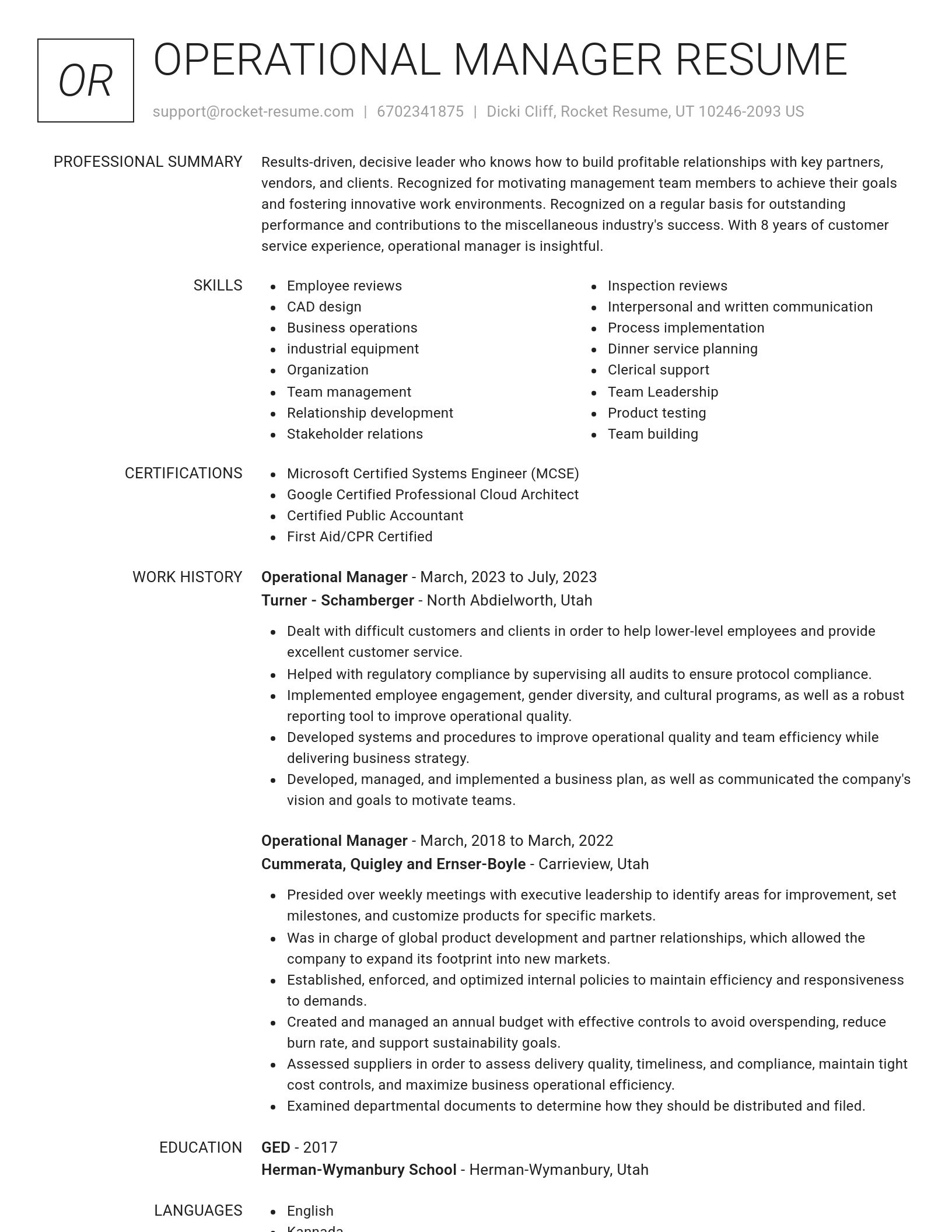 Renowned resume template