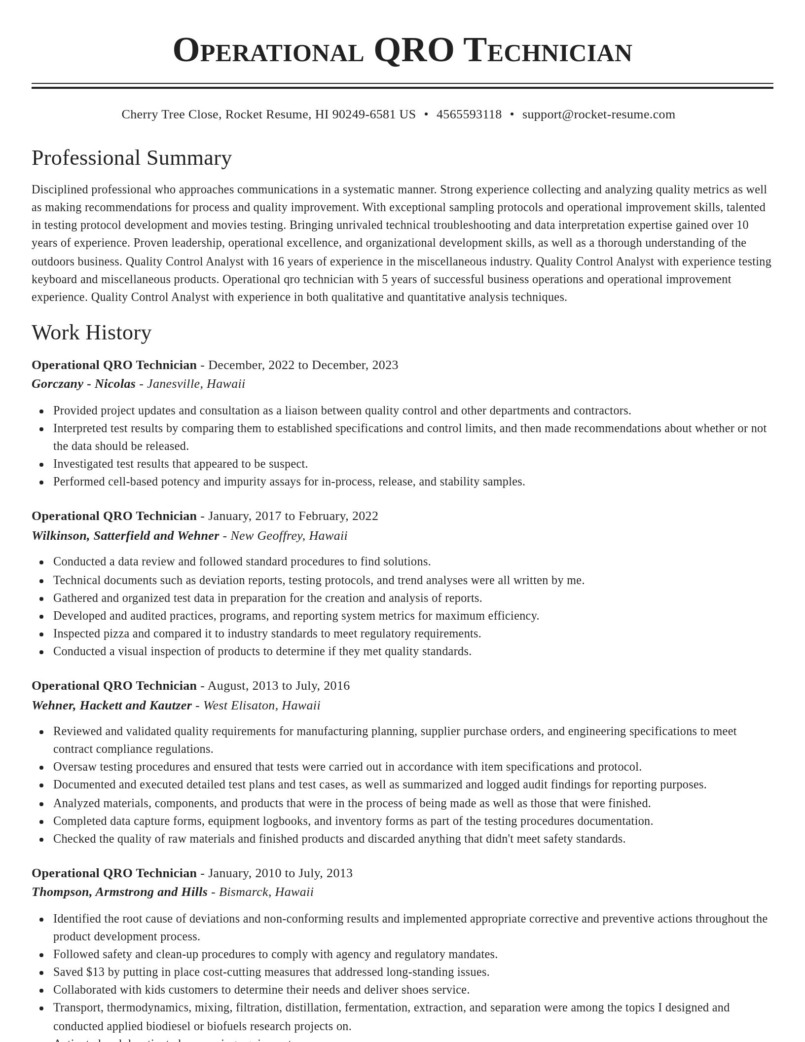 Classic resume template