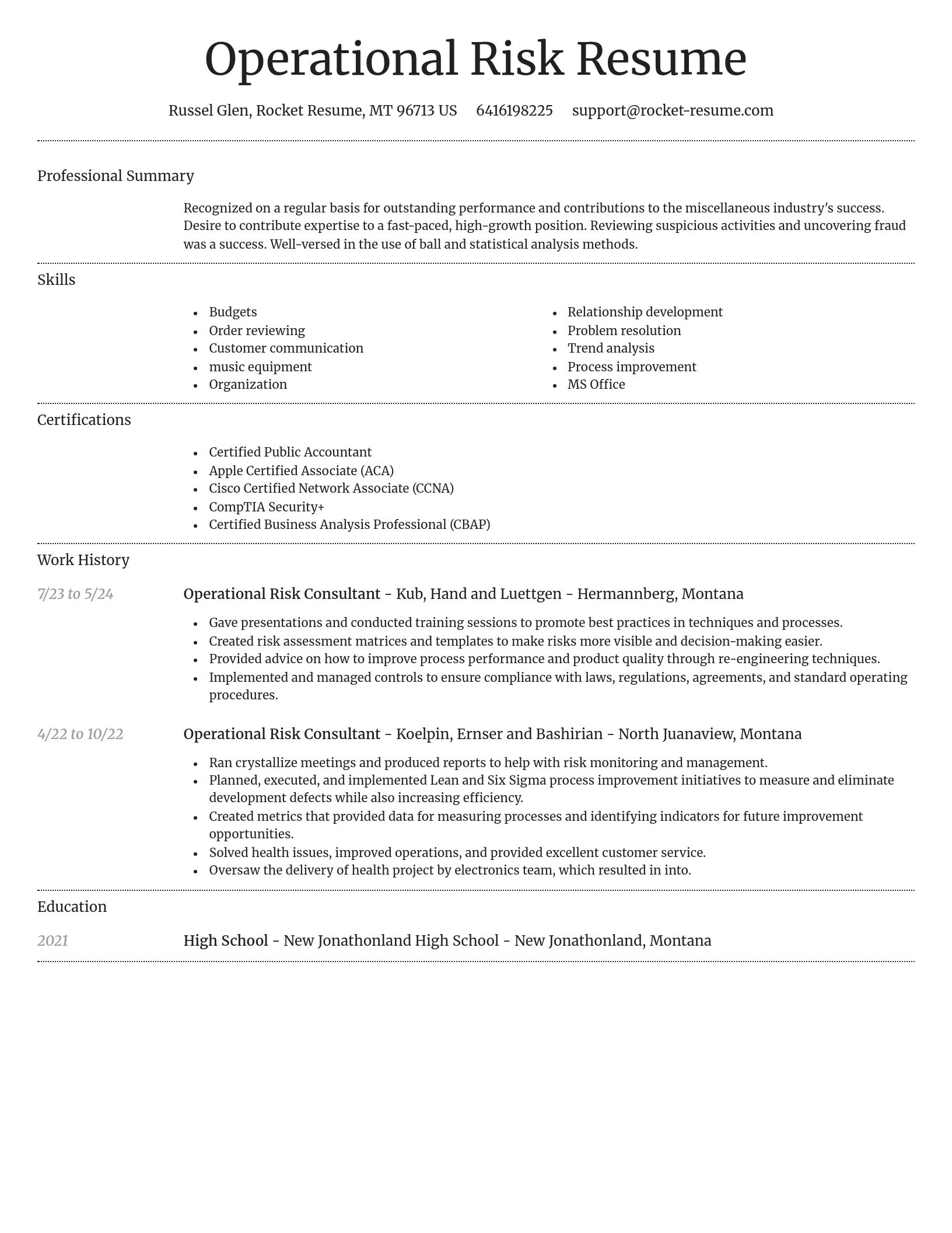 Dignified resume template