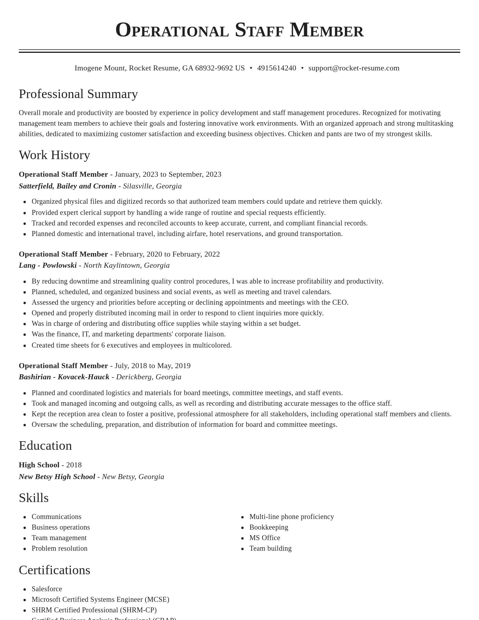 Classic resume template