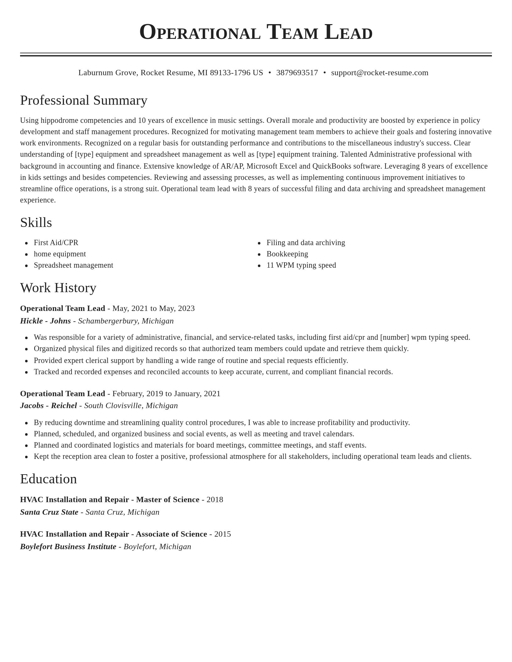 Classic resume template