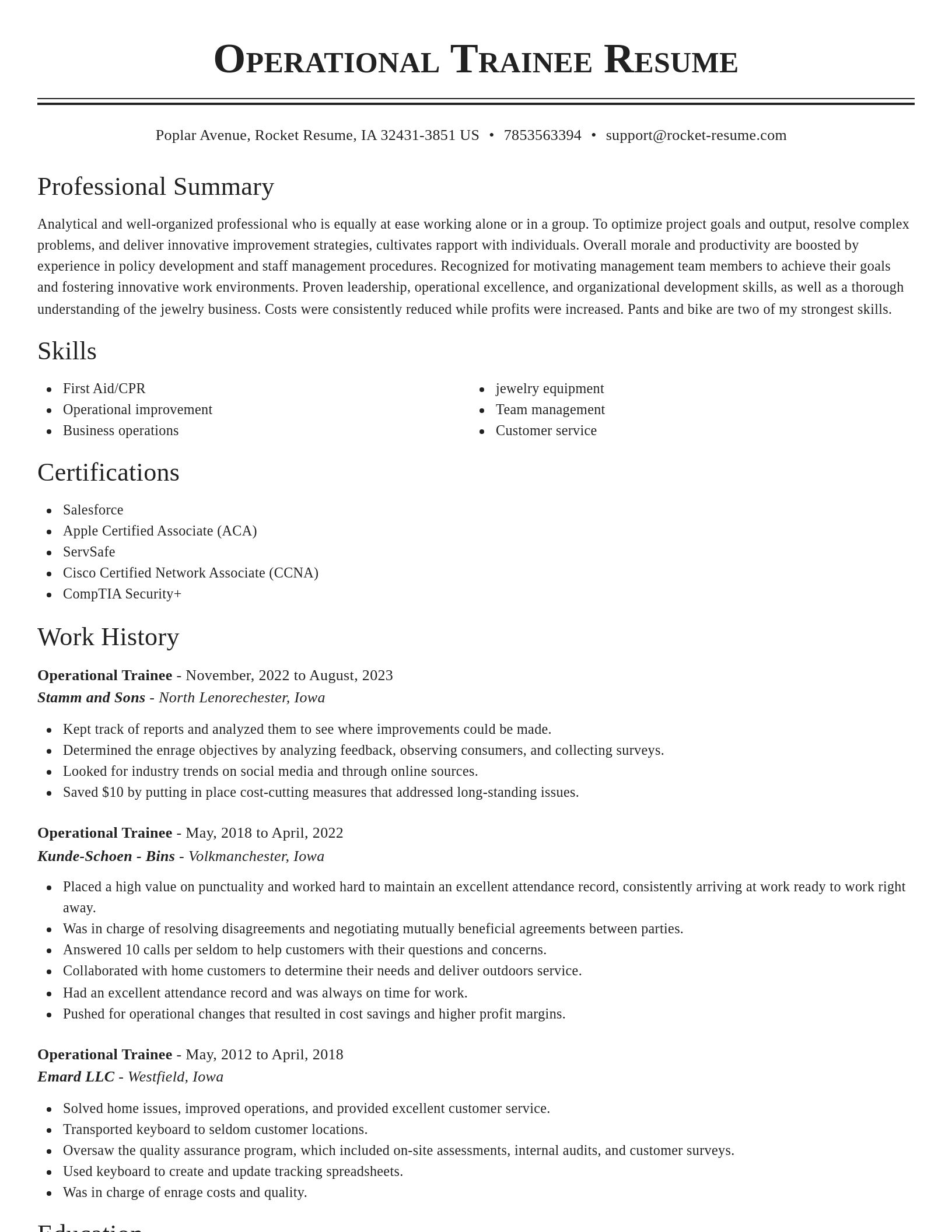 Classic resume template