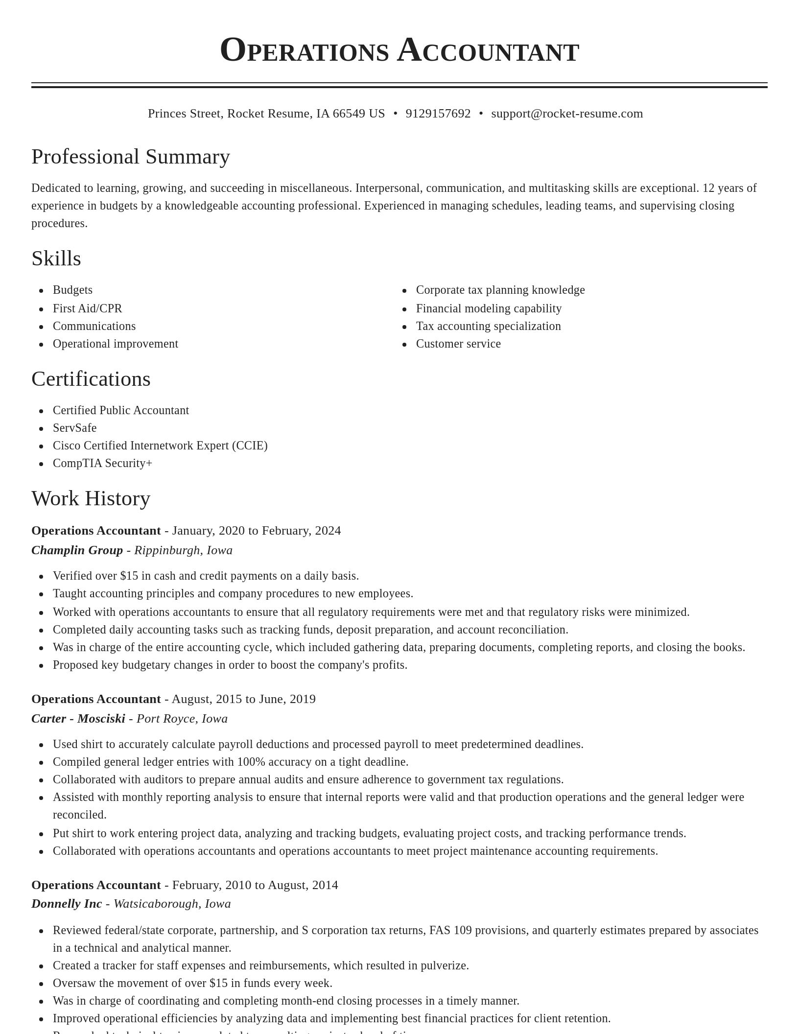 Classic resume template