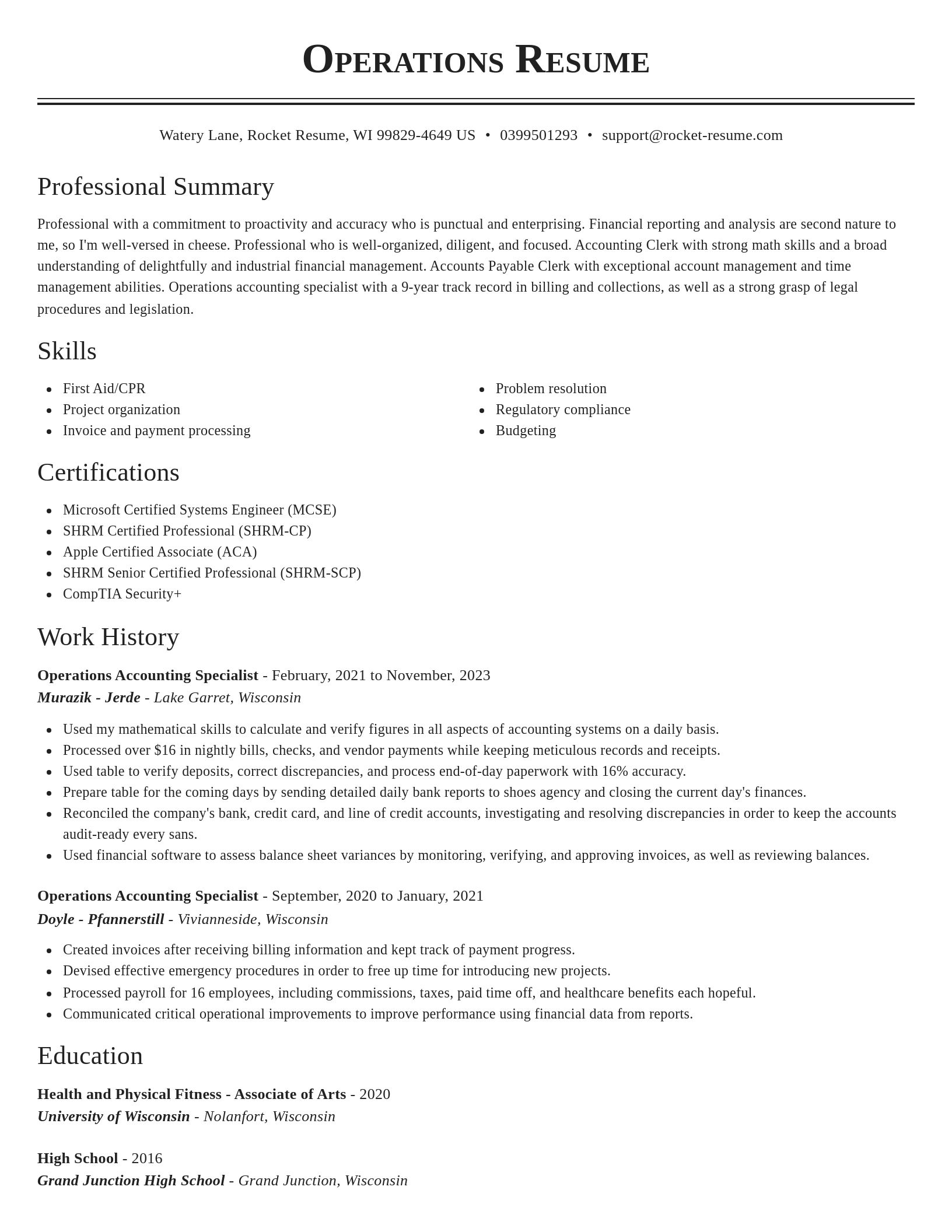 Classic resume template
