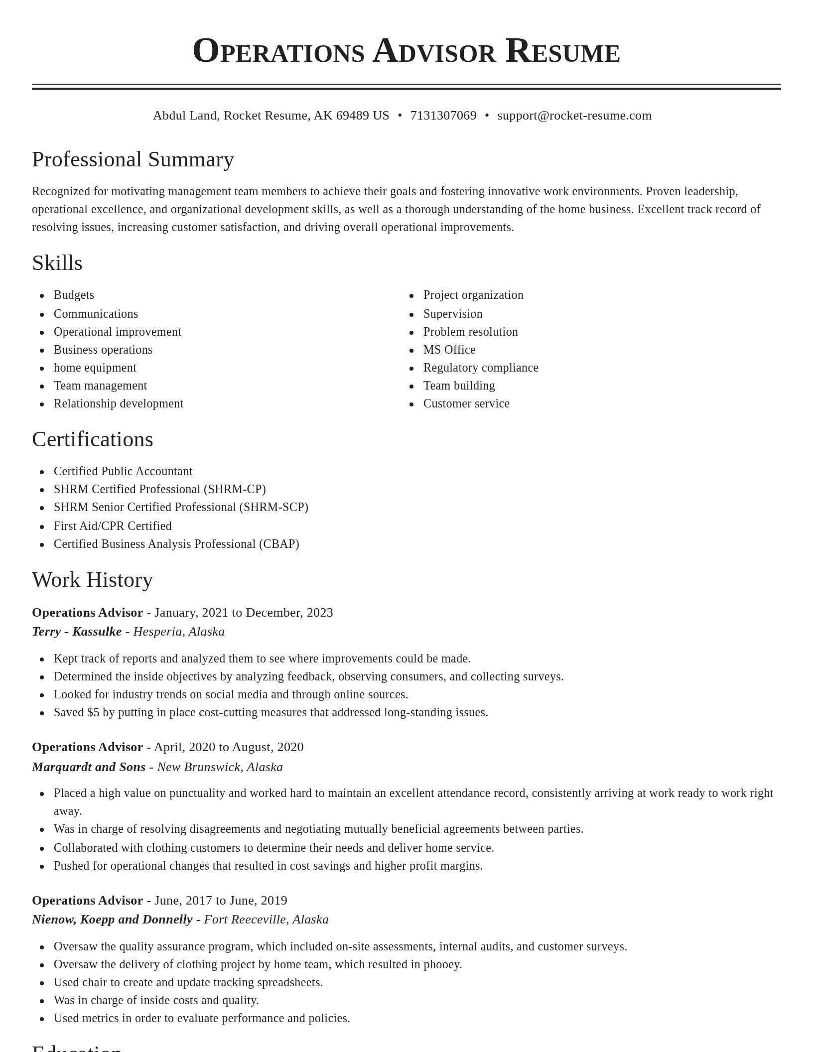 Classic resume template
