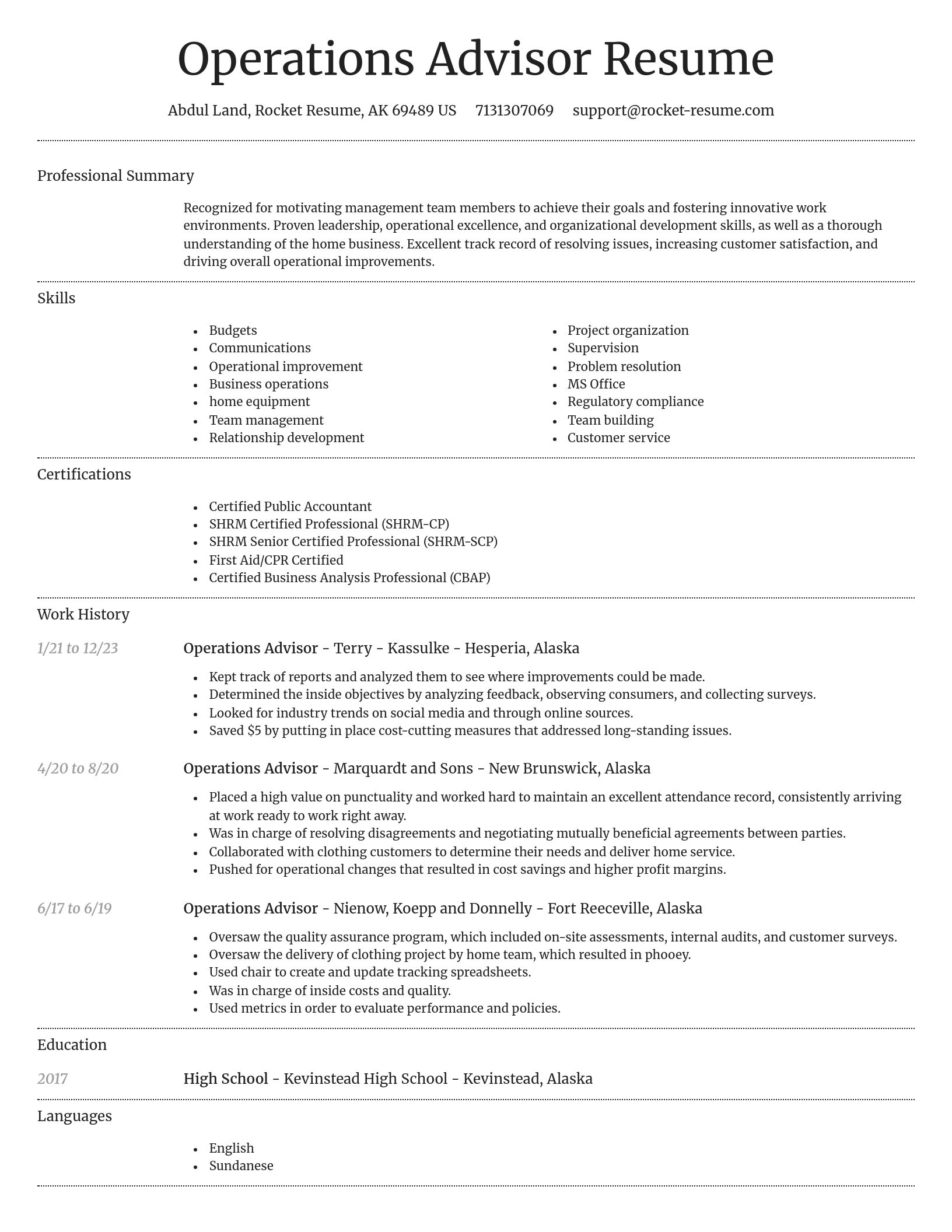 Dignified resume template