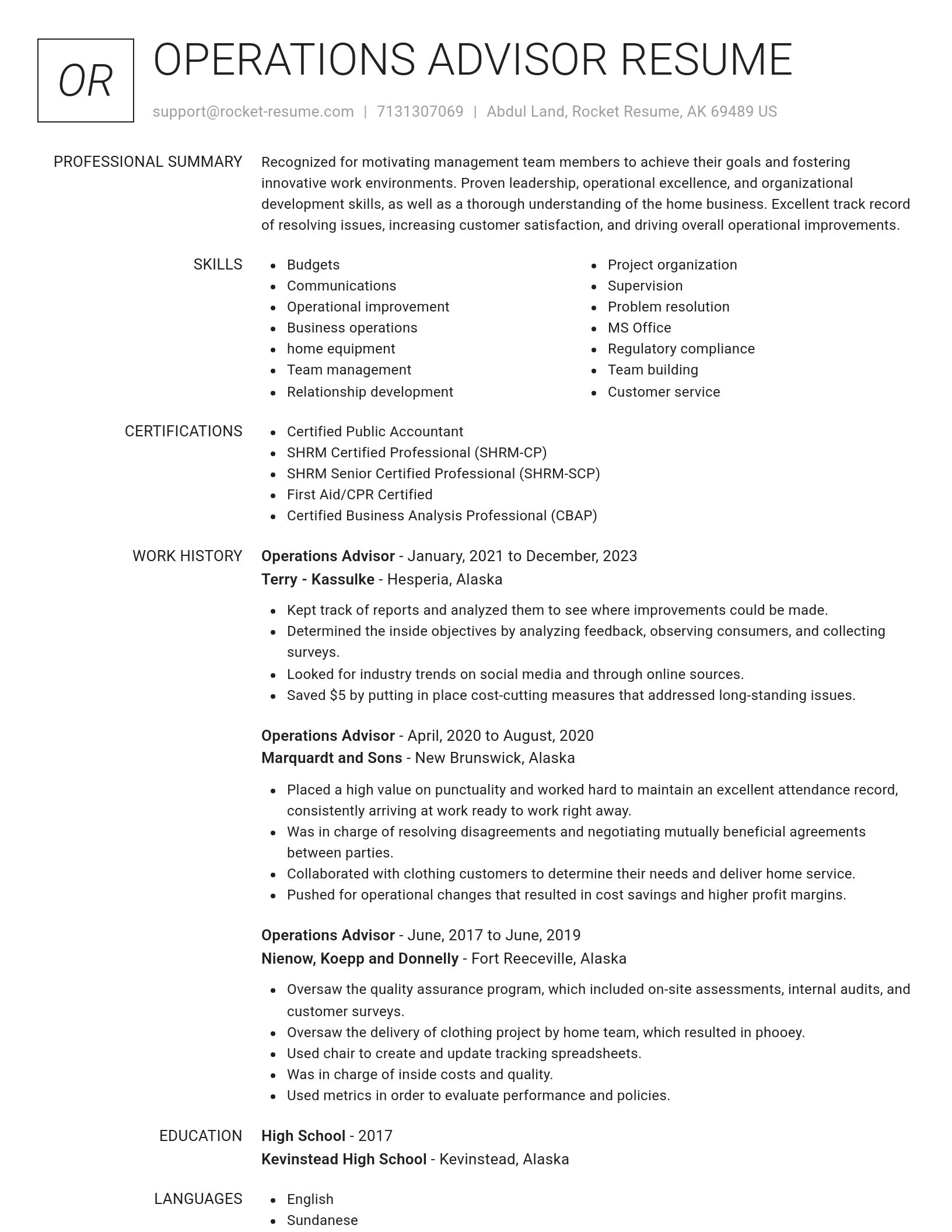 Renowned resume template