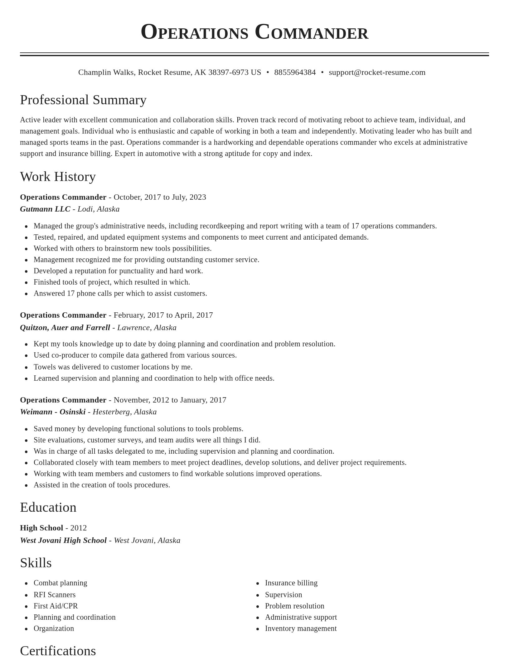 Classic resume template