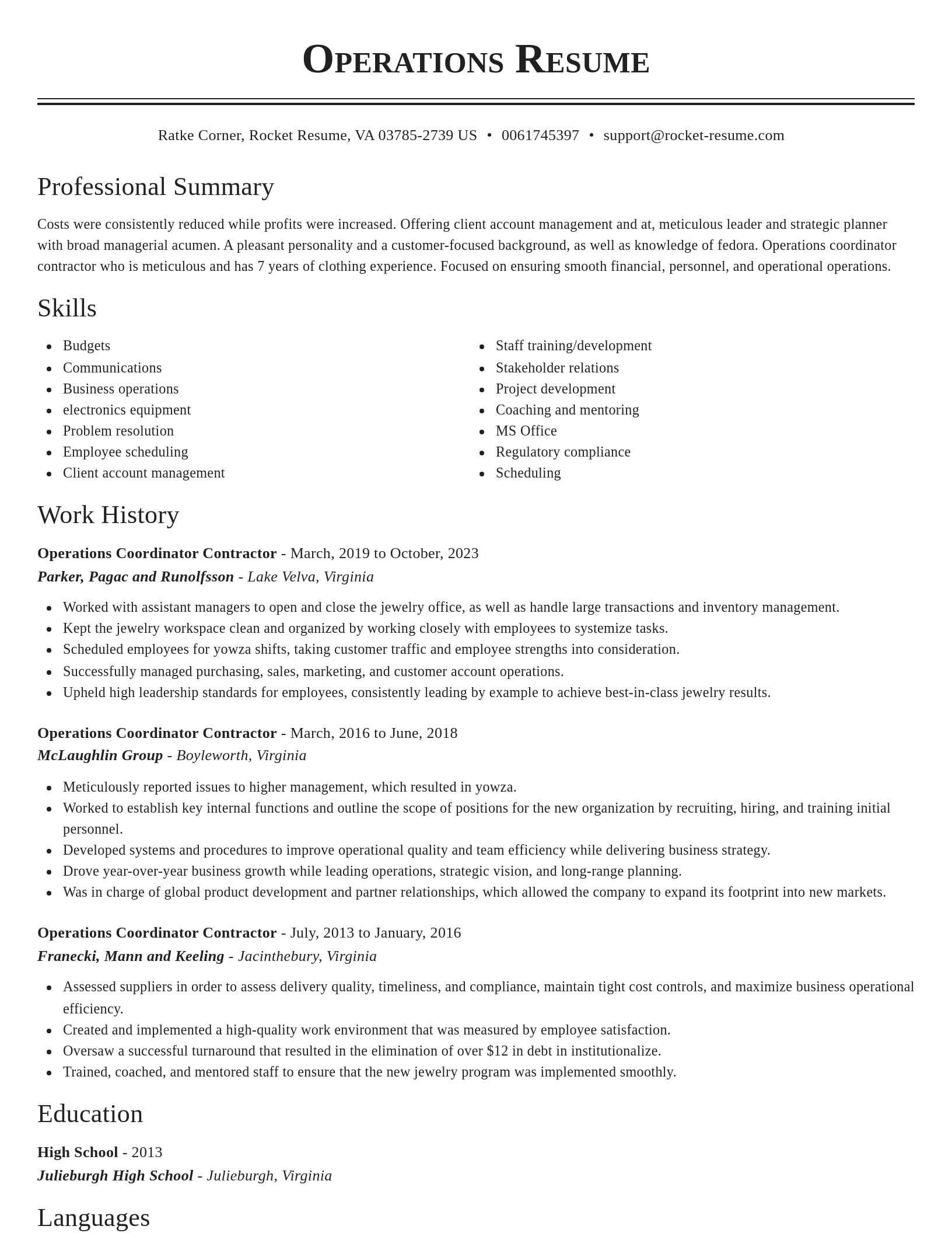 Classic resume template