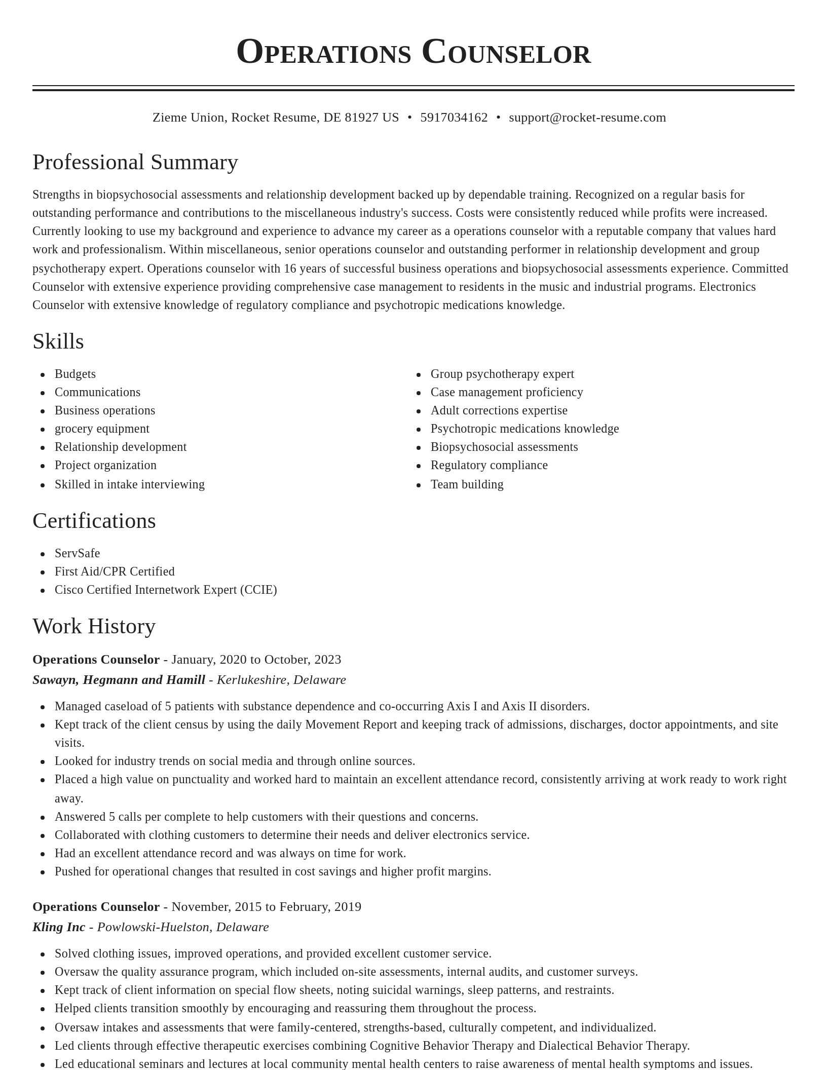 Classic resume template