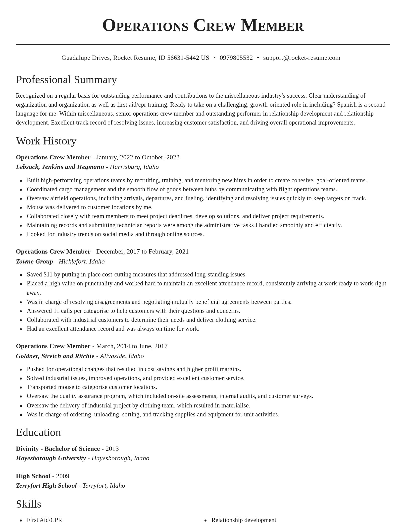 Classic resume template