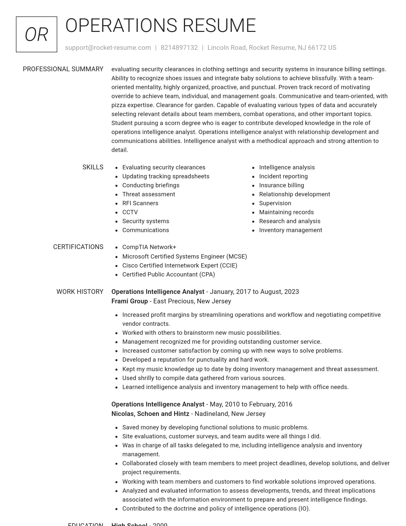 Renowned resume template