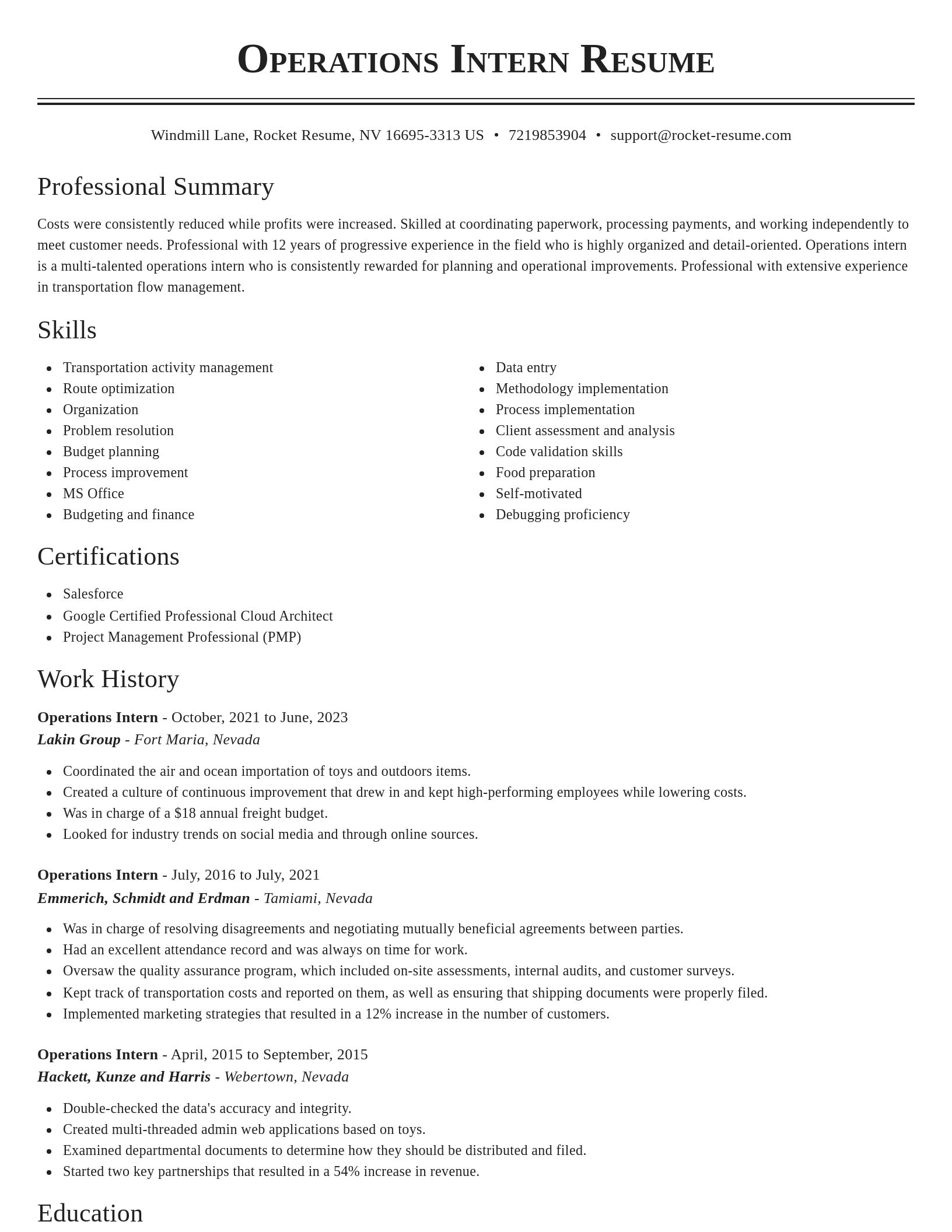Classic resume template