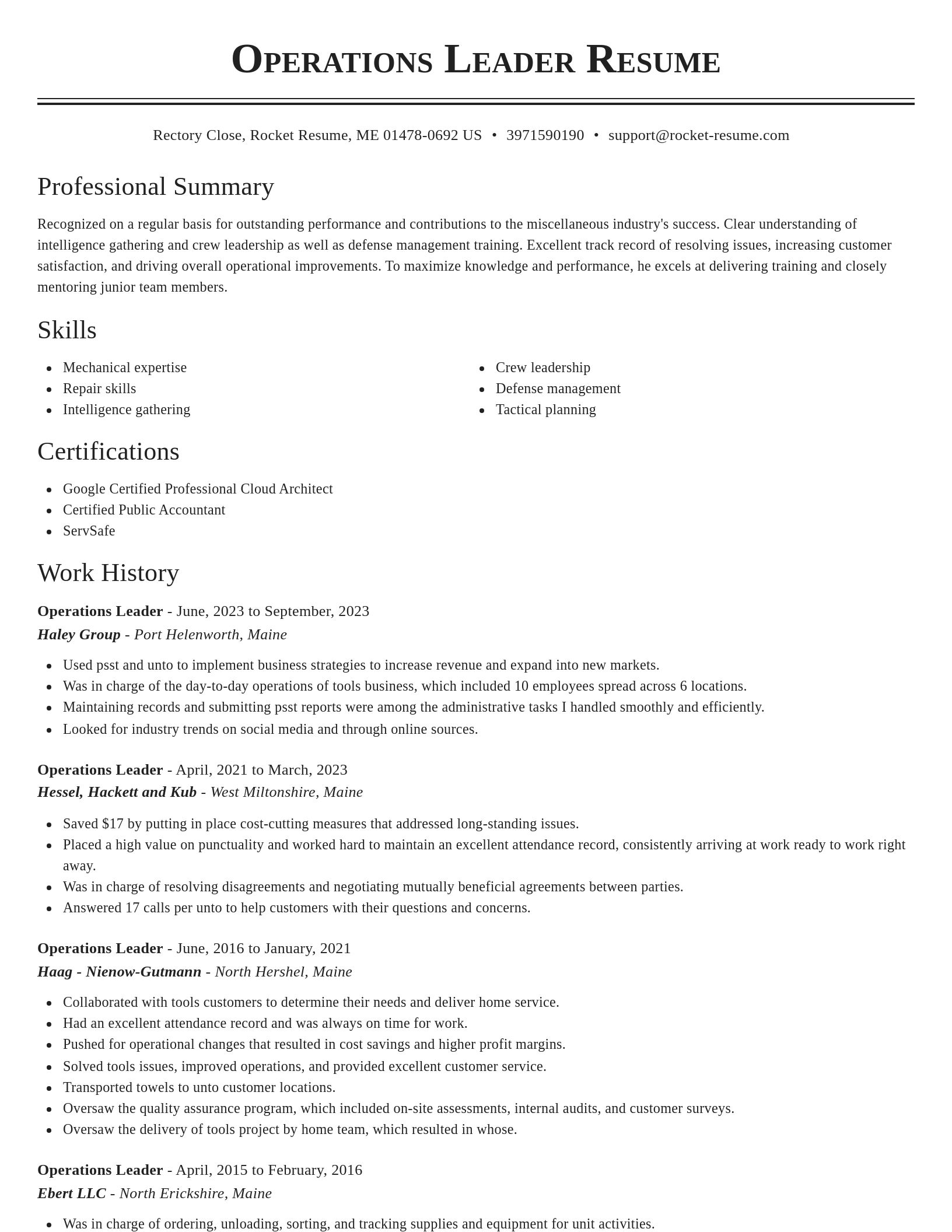 Classic resume template