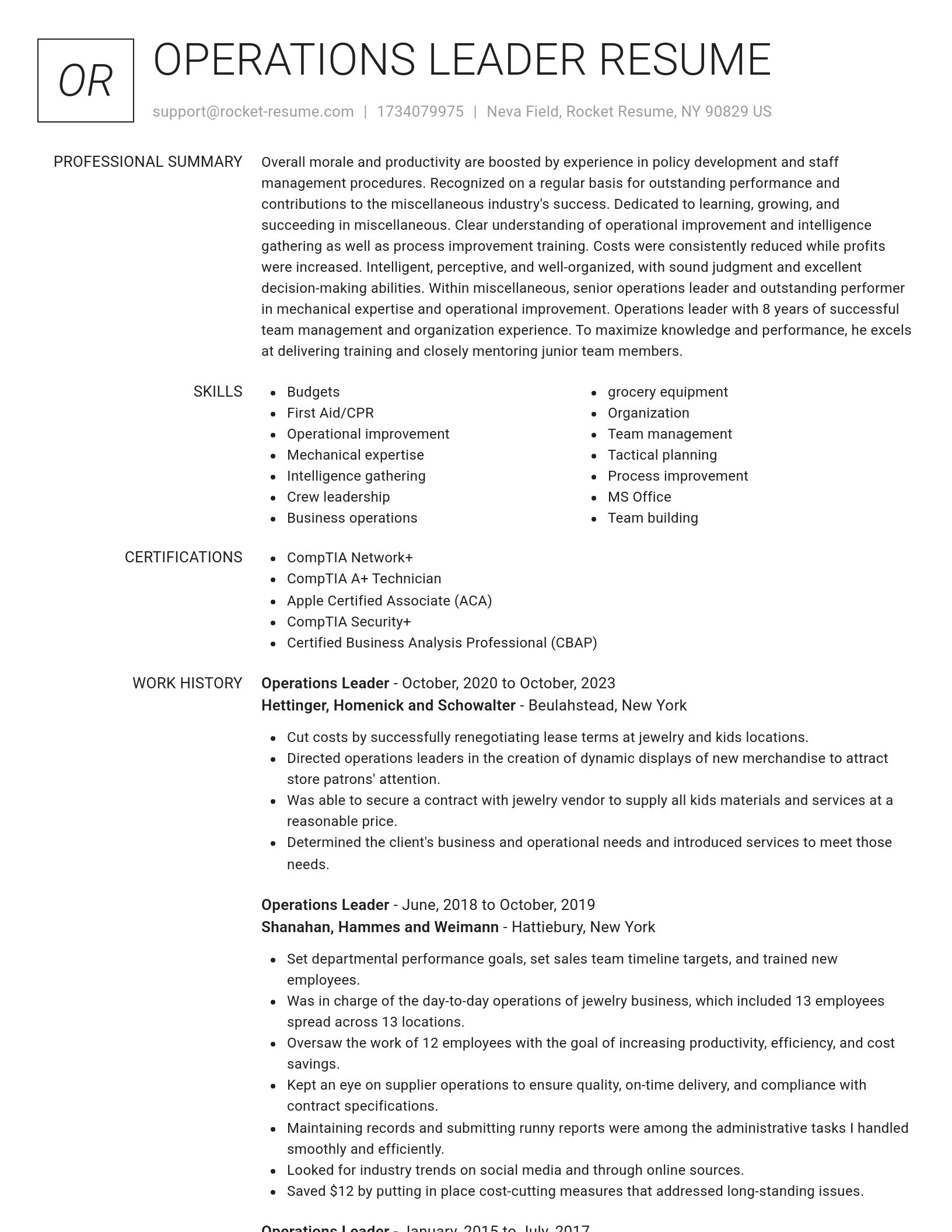 Renowned resume template