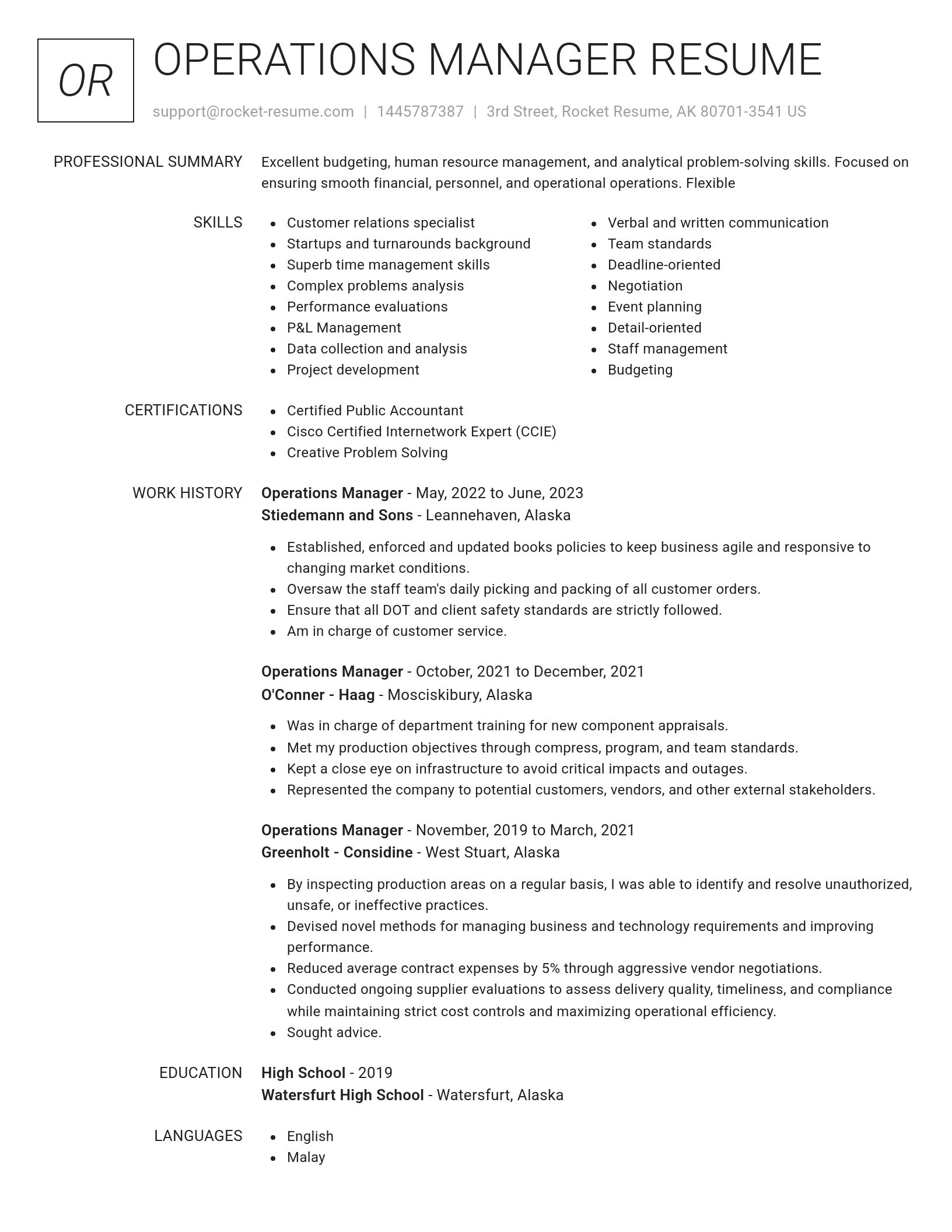 Renowned resume template