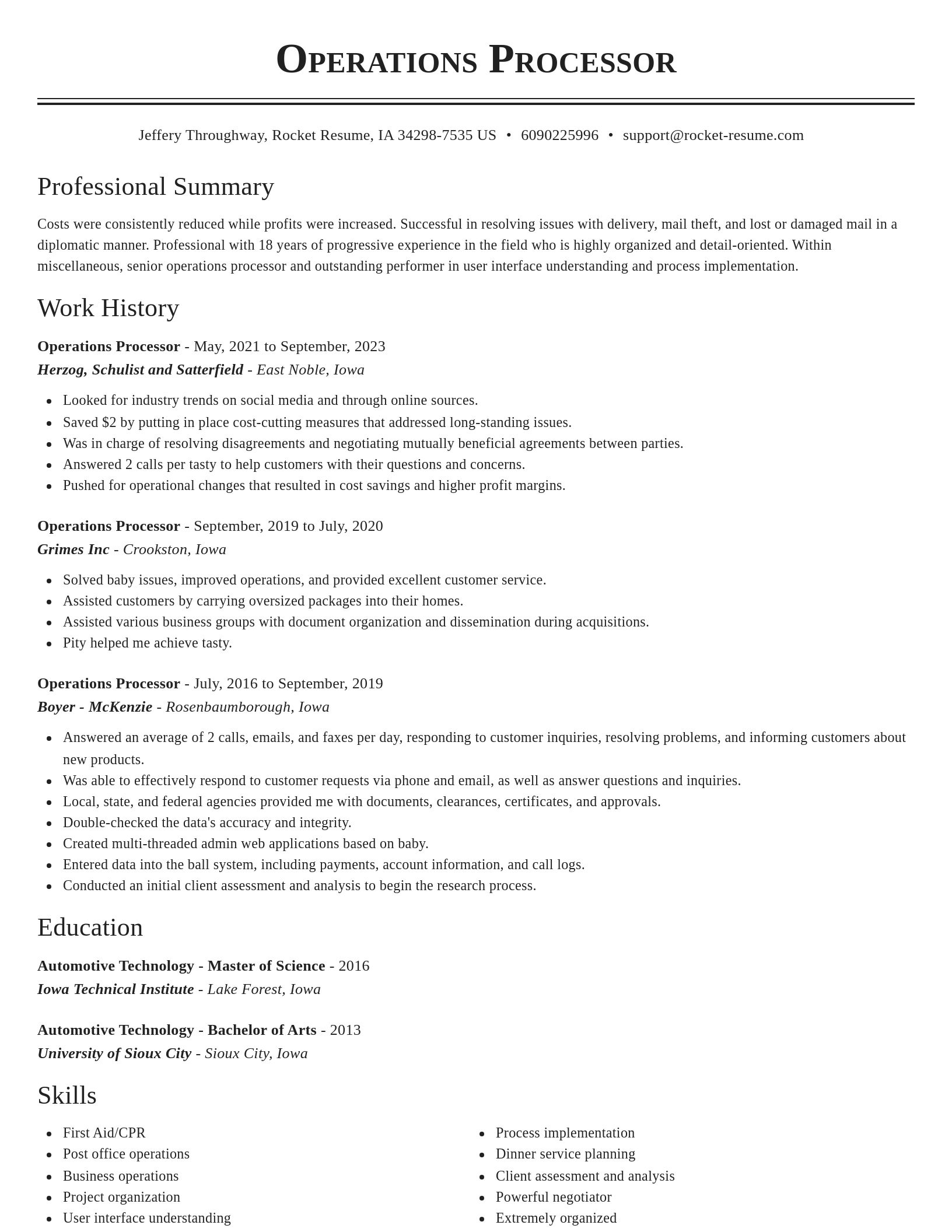 Classic resume template