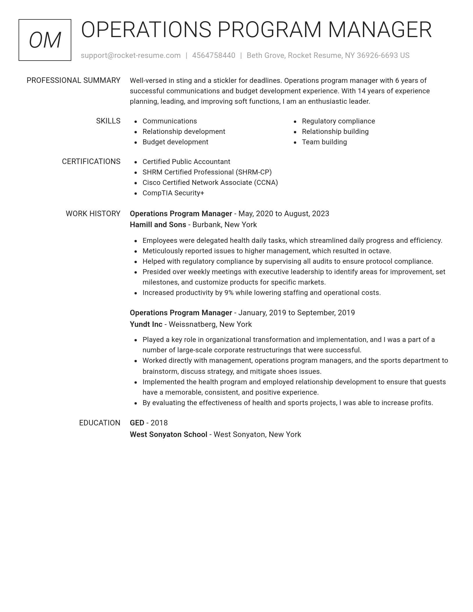 Renowned resume template