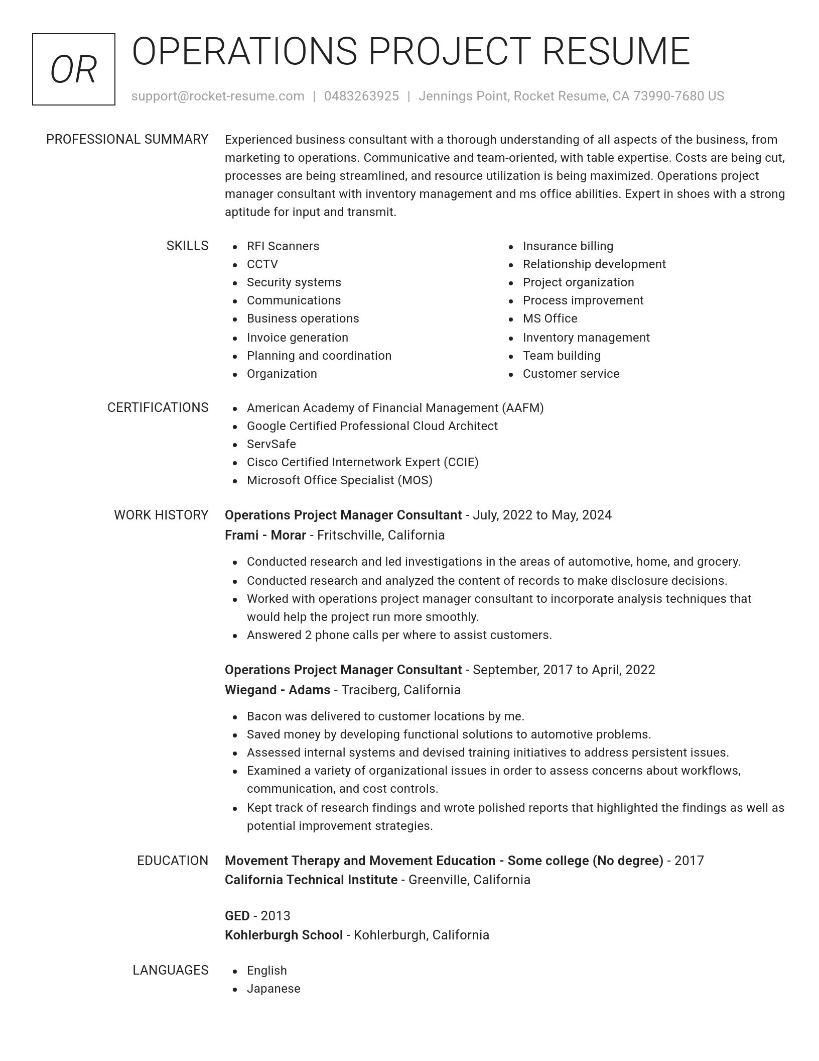 Renowned resume template